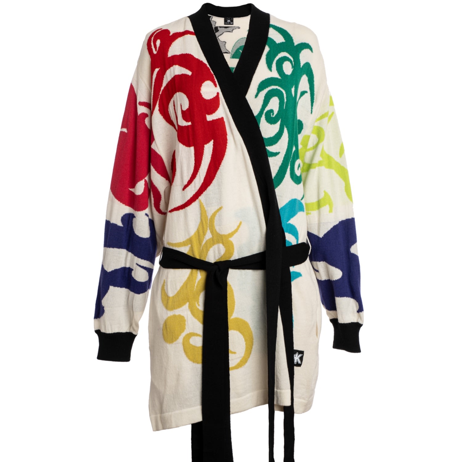 Kristel Kuslapuu Women's Egregore Merino Kimono With A Belt White-colourful In White