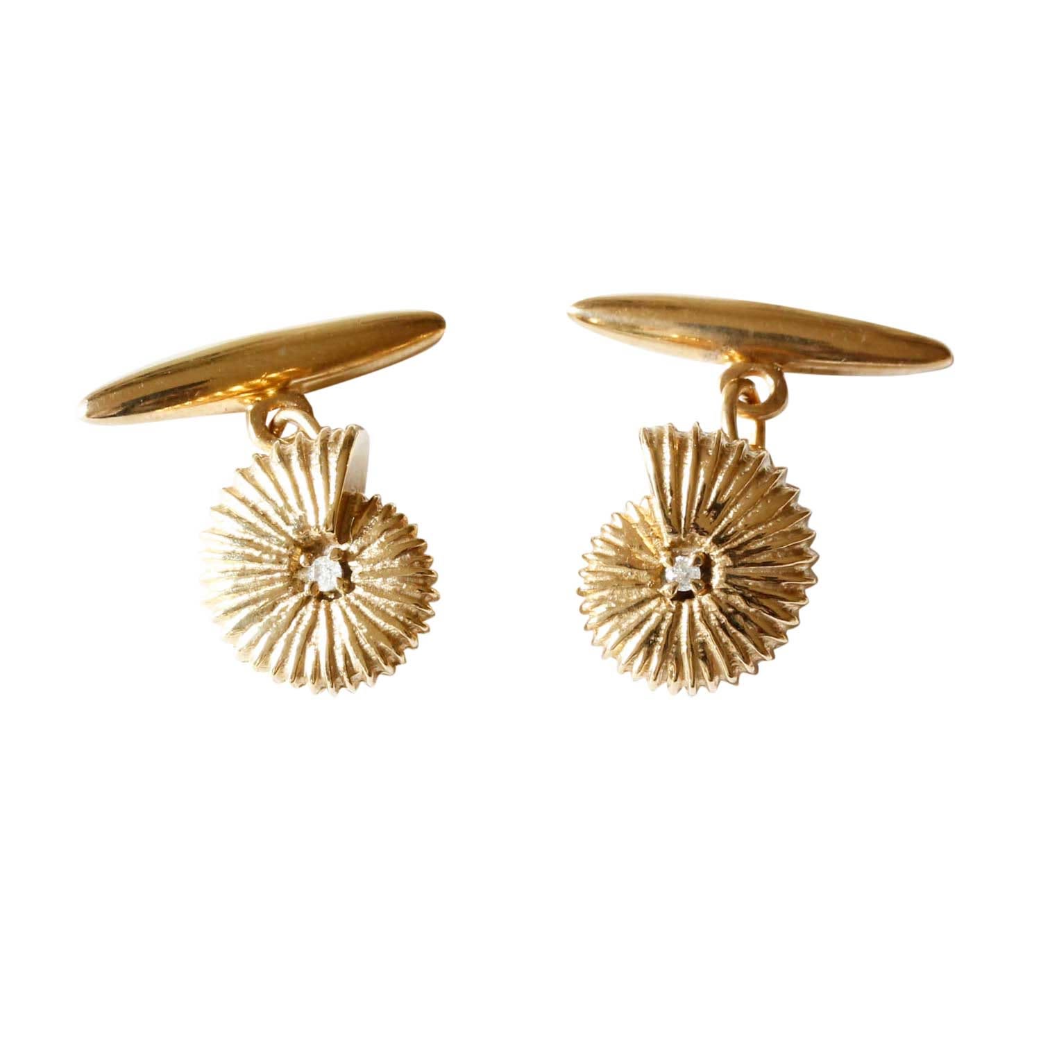 Lee Renee Men's Ammonite Diamond Cufflinks – Gold