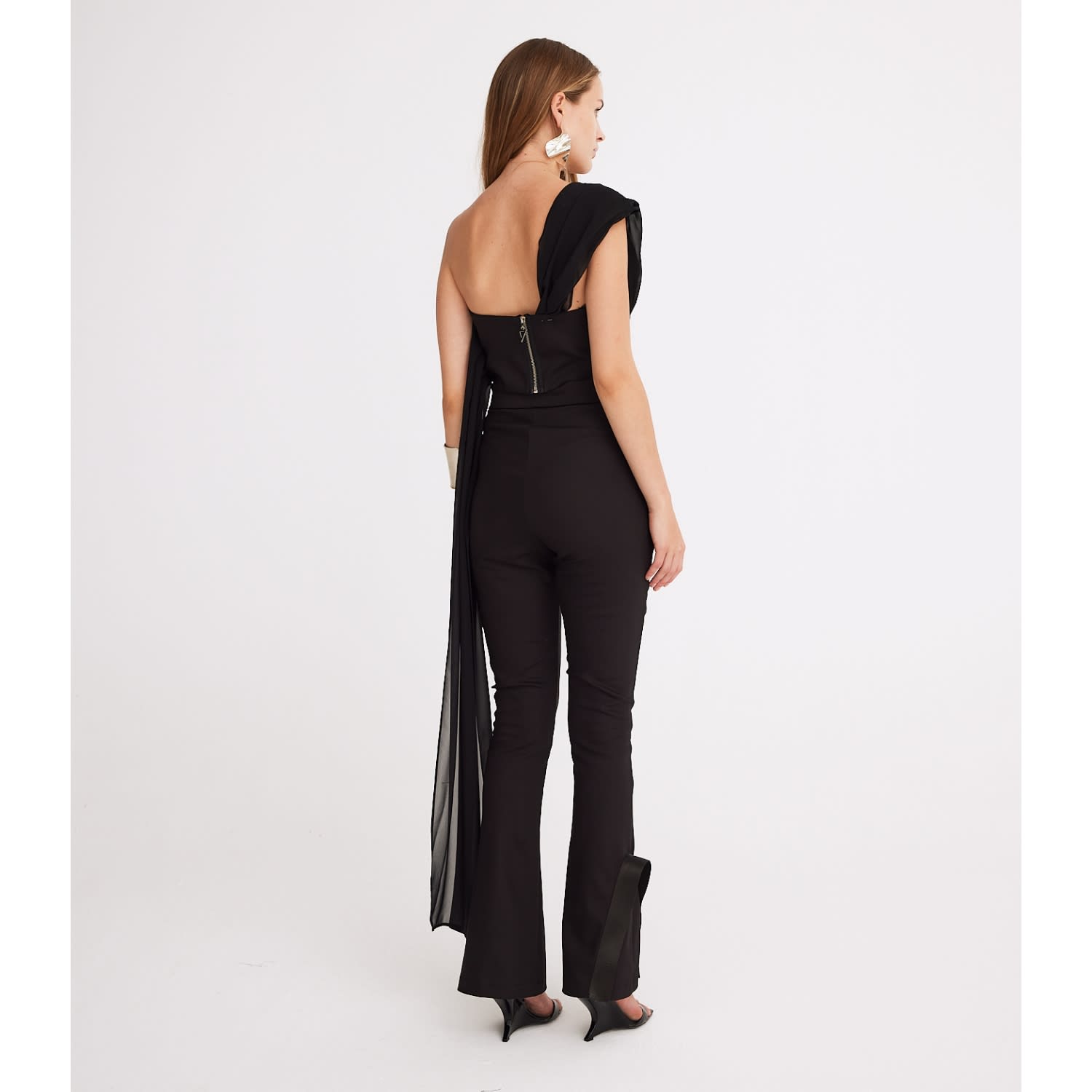 Black Chiffon Draped Bustier | Mirimalist | Wolf & Badger