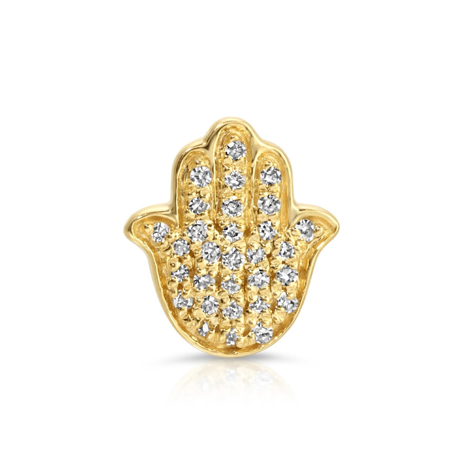 Maya Brenner Women's Pavé Charm Stud - 14k Yellow Gold - Hamsa In Gold