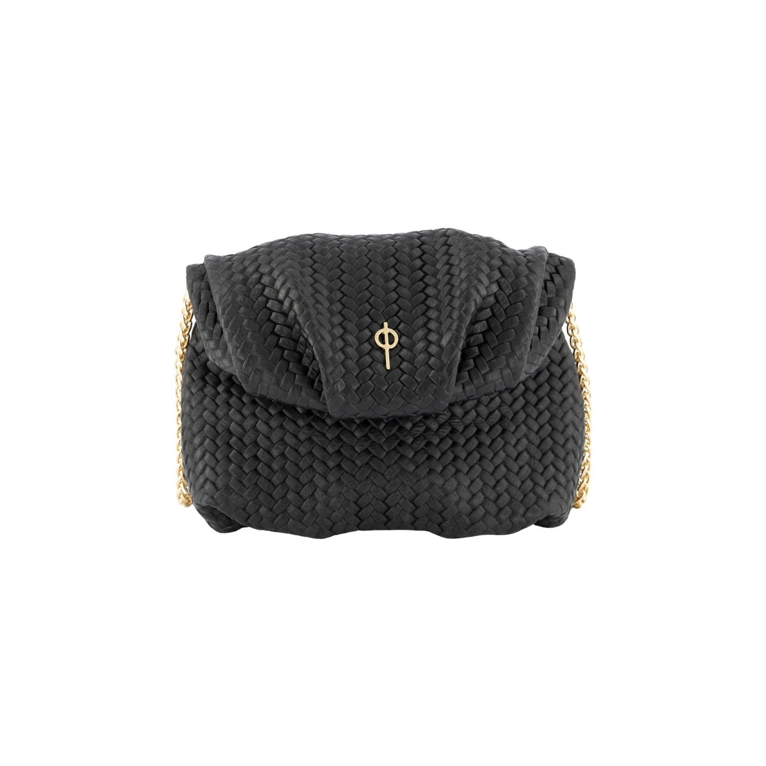 Women's Braid Print Baby Leda Black - Leather Crossbody | Otrera