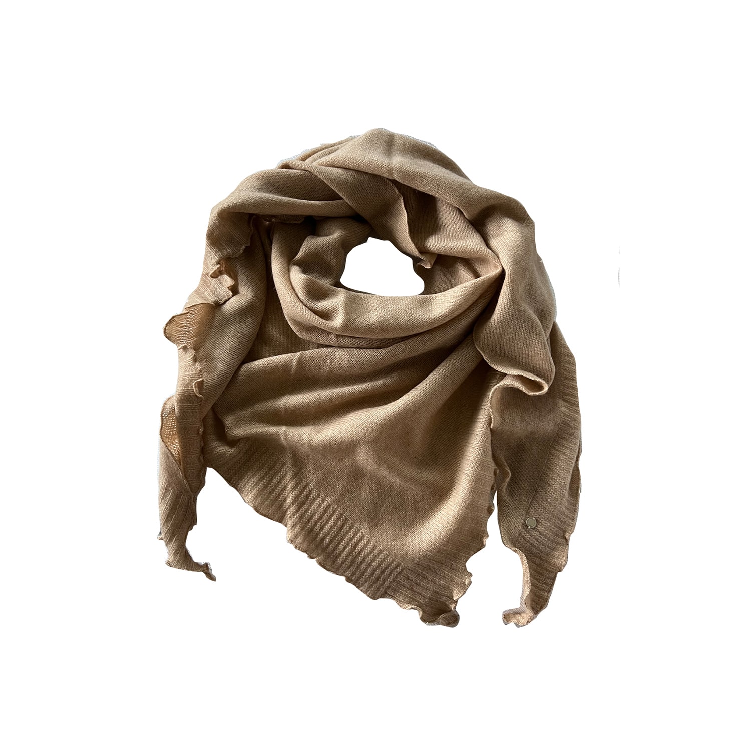 Tirillm Women's Brown Palma Triangle Cashmere Scarf Light Camel Beige