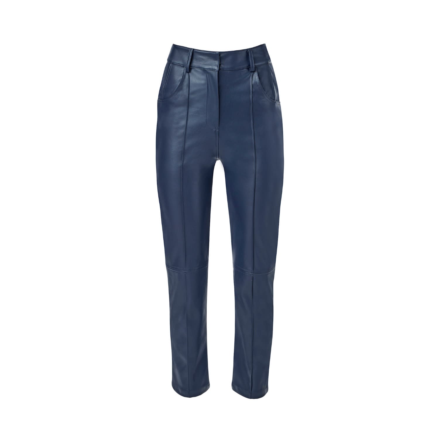 blue faux leather pants