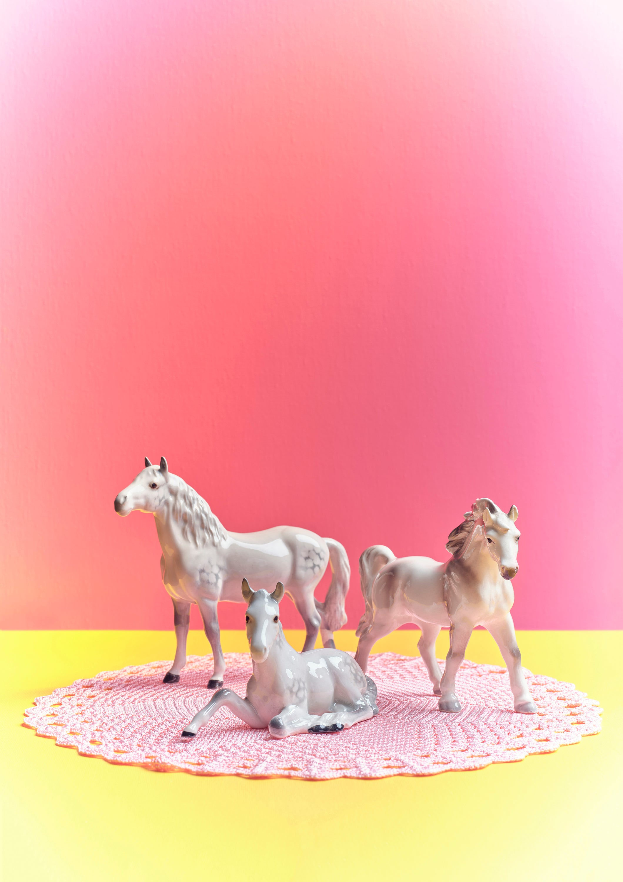 Ornament Art Pink / Purple / Yellow Nana's House, Pink Horses Giclée Photo Print