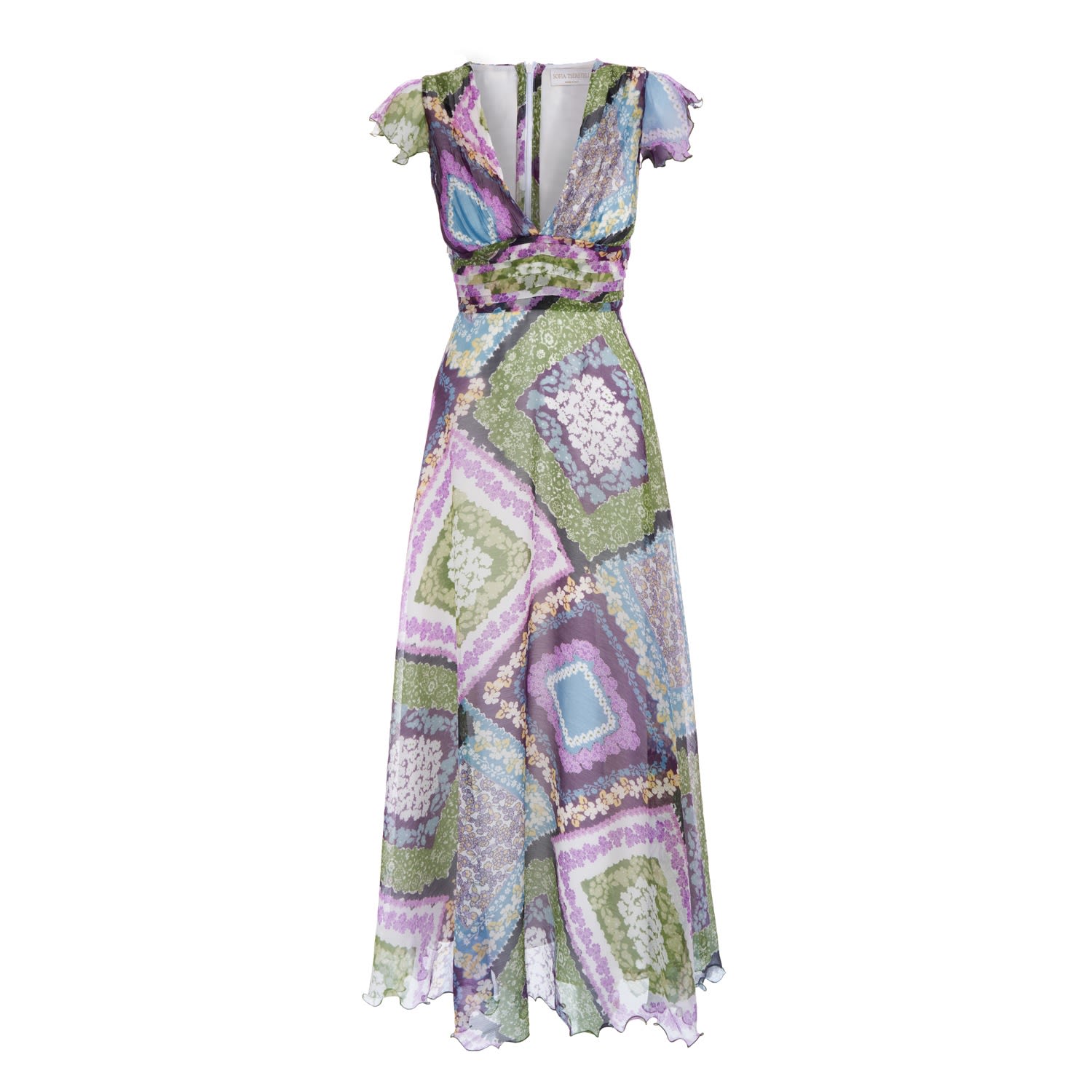 Sofia Tsereteli Women's Dress In Floral Pattern Silk Crepon