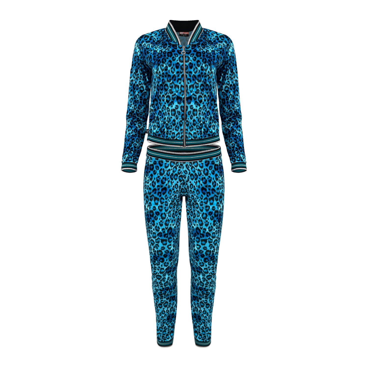 Maui X Lolita Sasha Blue Cheetah Print Velour Tracksuit In Blue