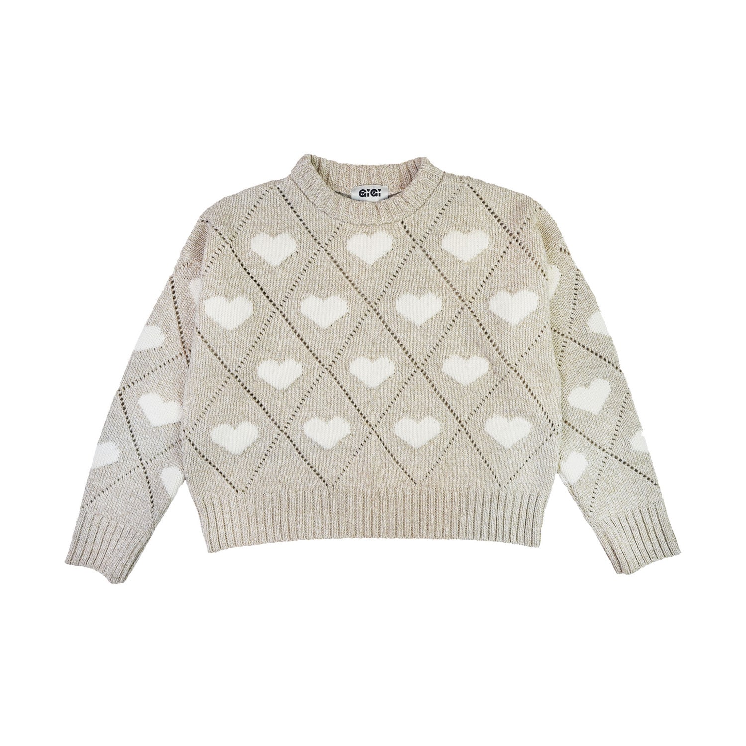 GIGI KNITWEAR WOMEN'S NEUTRALS LOVE SWEATER IN BEIGE MARL