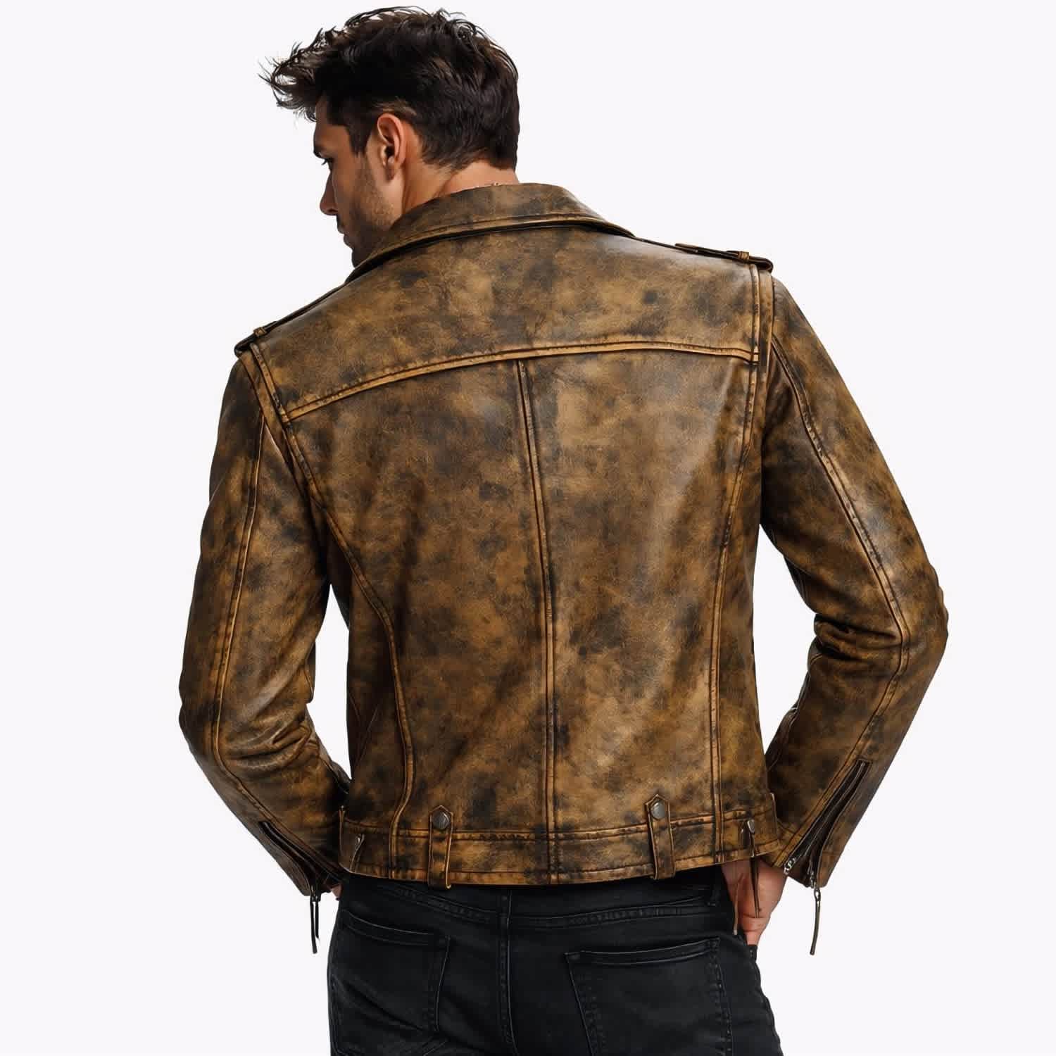 Dirt Biker Vintage Biker Leather Jacket | ZastaStudio | Wolf & Badger