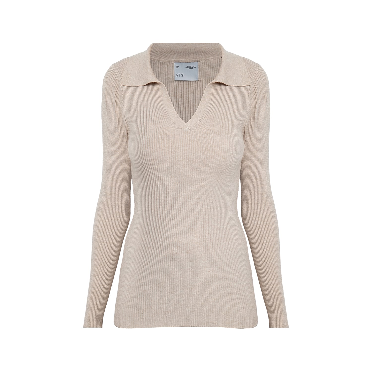 Ats The Label Women's Neutrals Vesper Creme Ribbed Knit Top