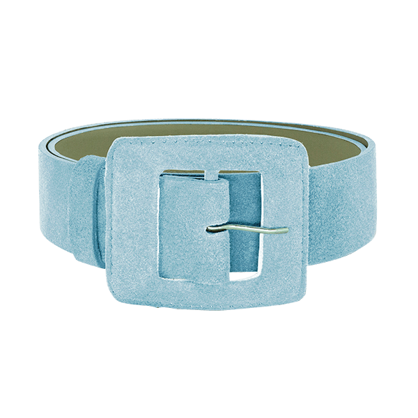 Women’s Suede Square Buckle Belt - Baby Blue Large Beltbe