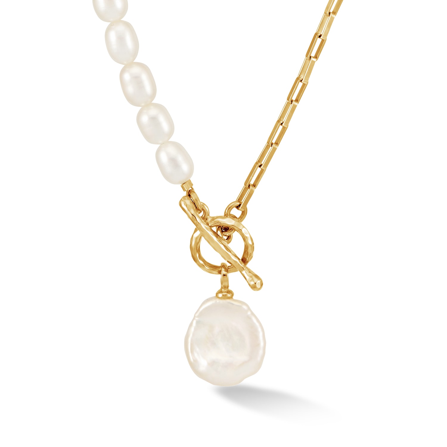 Dower & Hall Women's Keshi Charm Drop Pearl Luna Necklace In Gold Vermeil In Gold