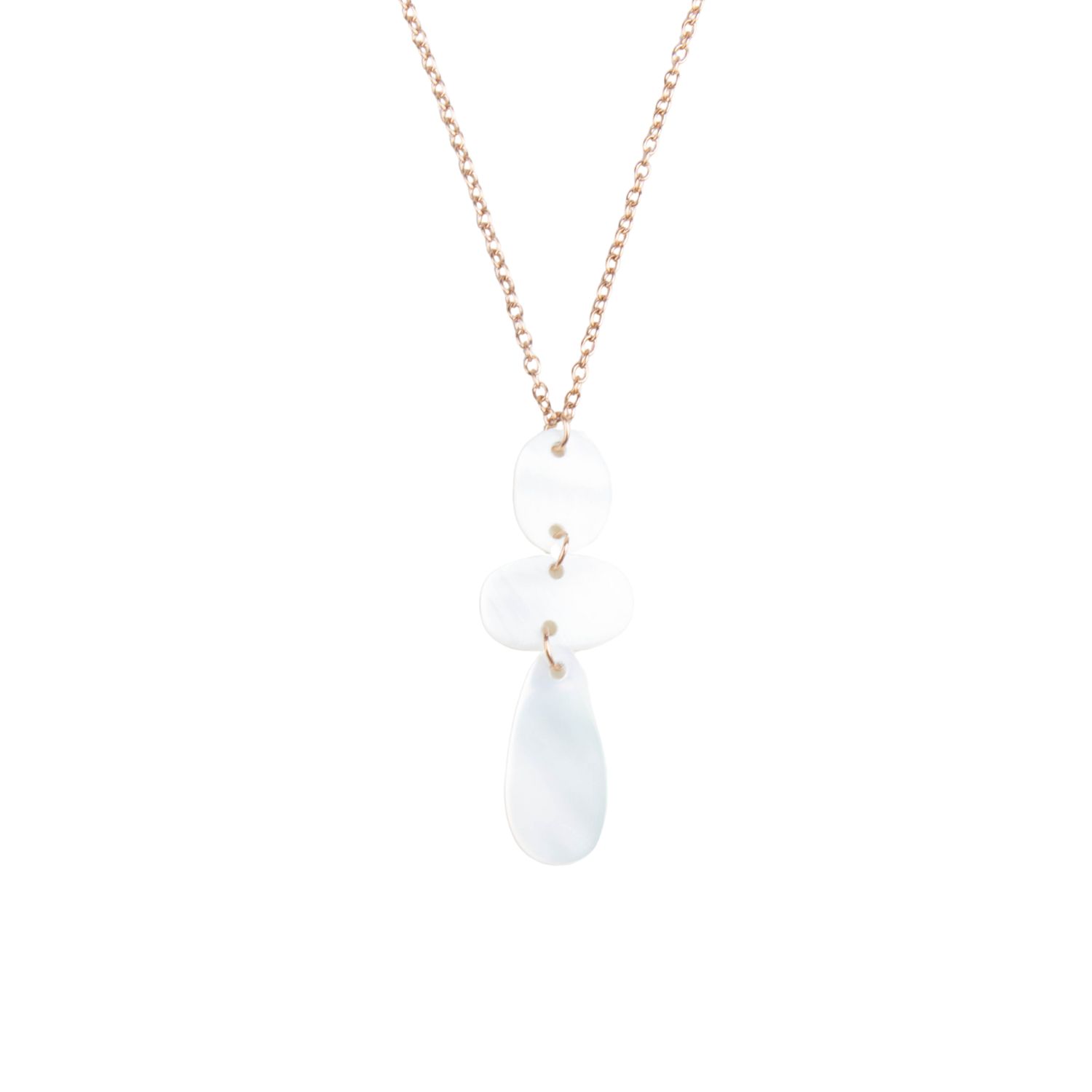 Likha Women's White Mother-of-pearl Raindrop Necklace With Rose Gold Chain