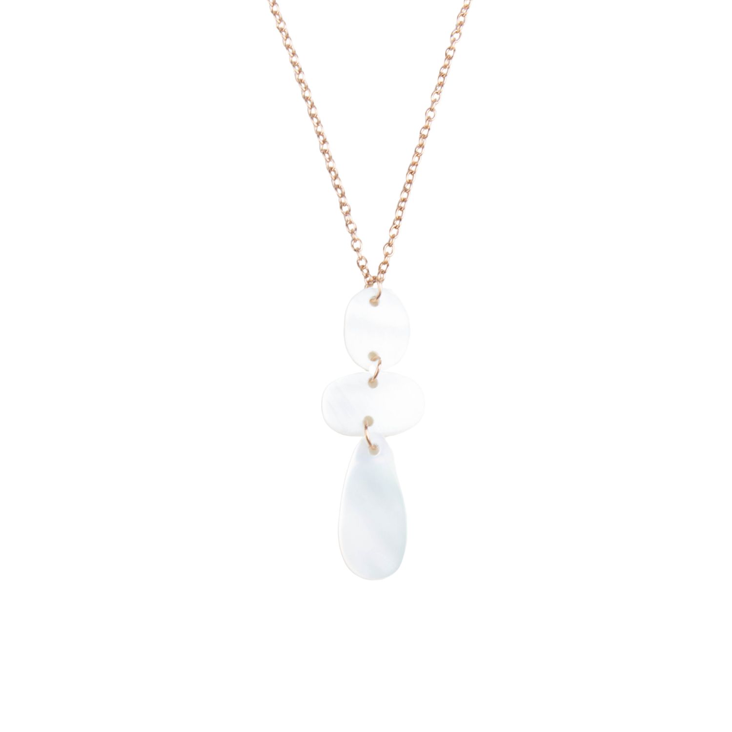 Women’s White Mother-Of-Pearl Raindrop Necklace With Rose Gold Chain Likhâ