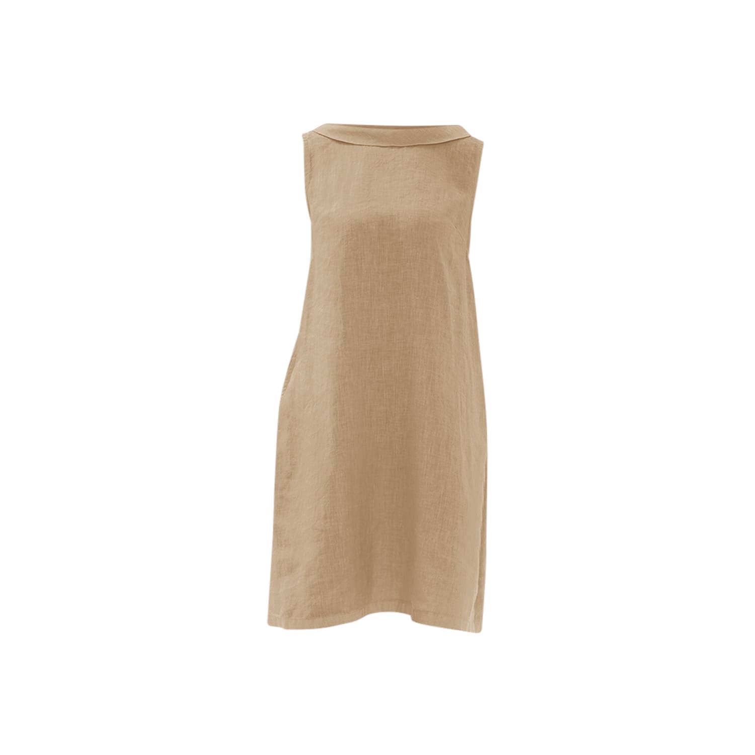 Women's Neutrals Midi Linen Cami Dress With Back Tie Beach Sand In Gold