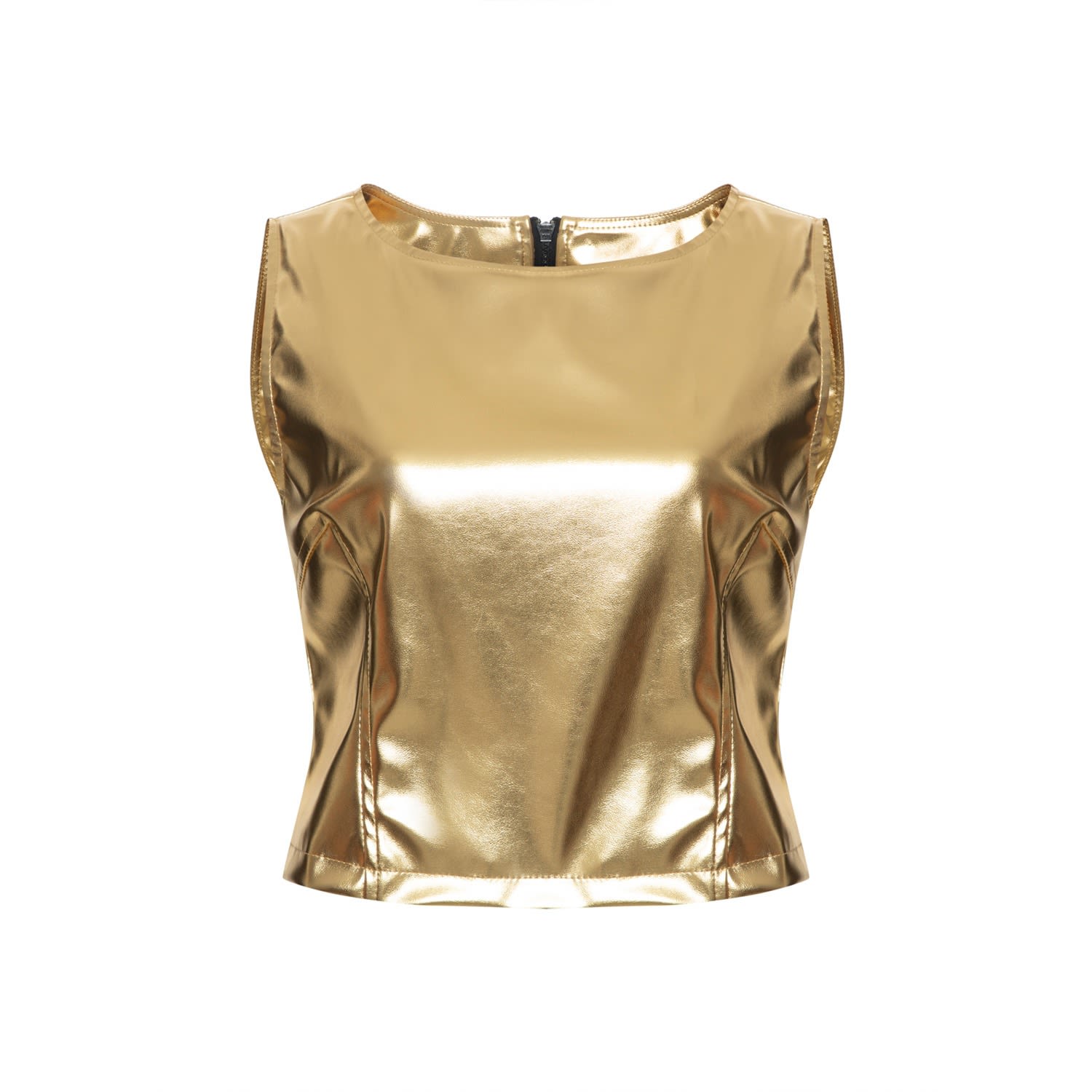 Women’s Cropped Tech Pelle Shirt Golden Medium Balletto Athleisure Couture