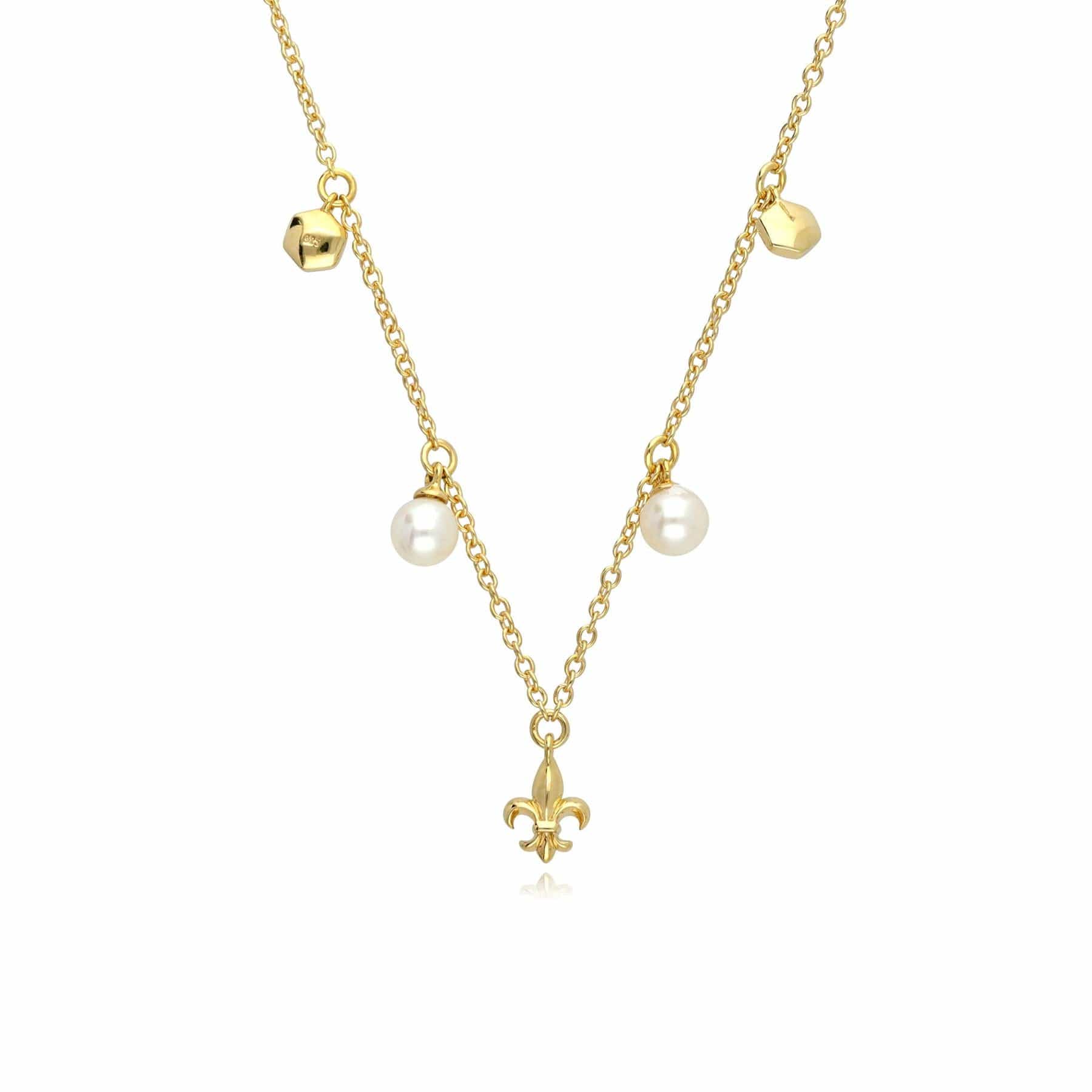 Women’s Pearl Fleur De Lis Choker Necklace In Yellow Gold Gemondo