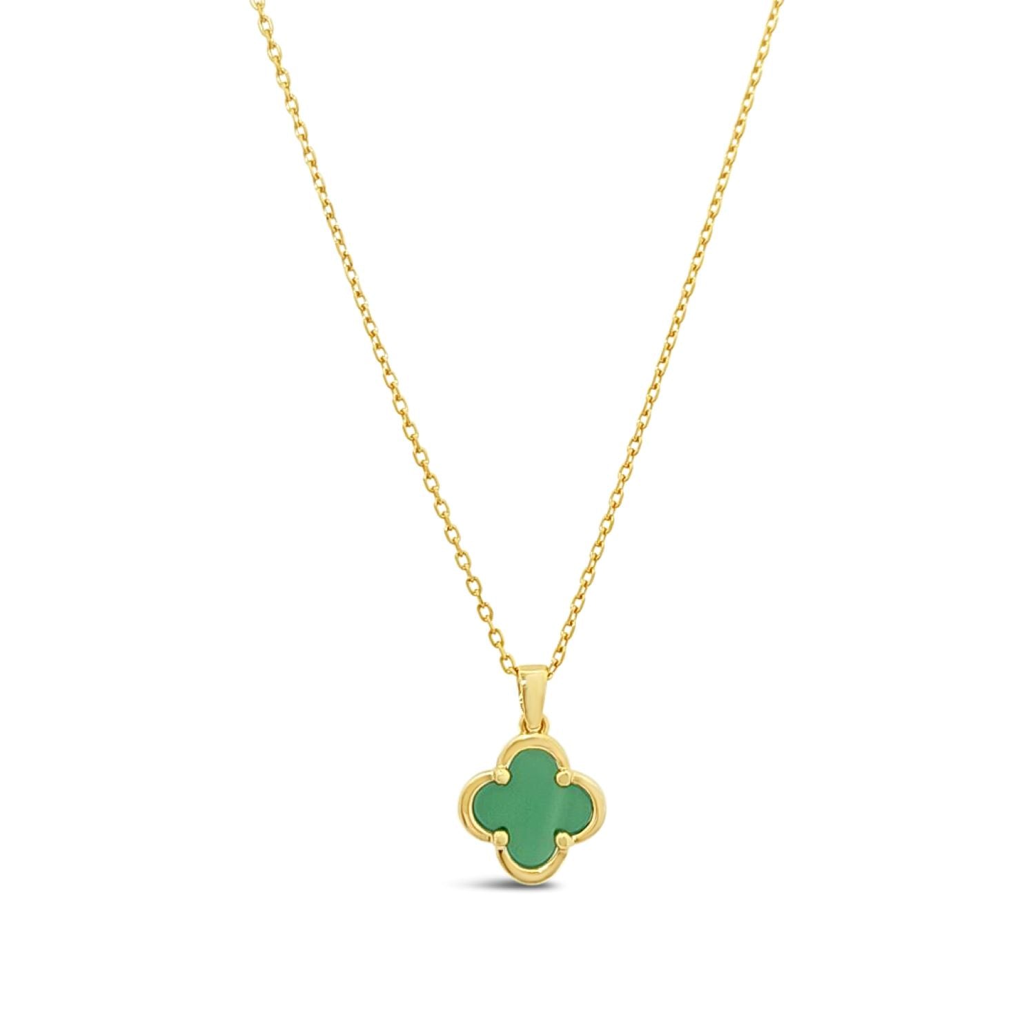 Women’s Clover Pendant-Green Onyx-Gold Lutiro