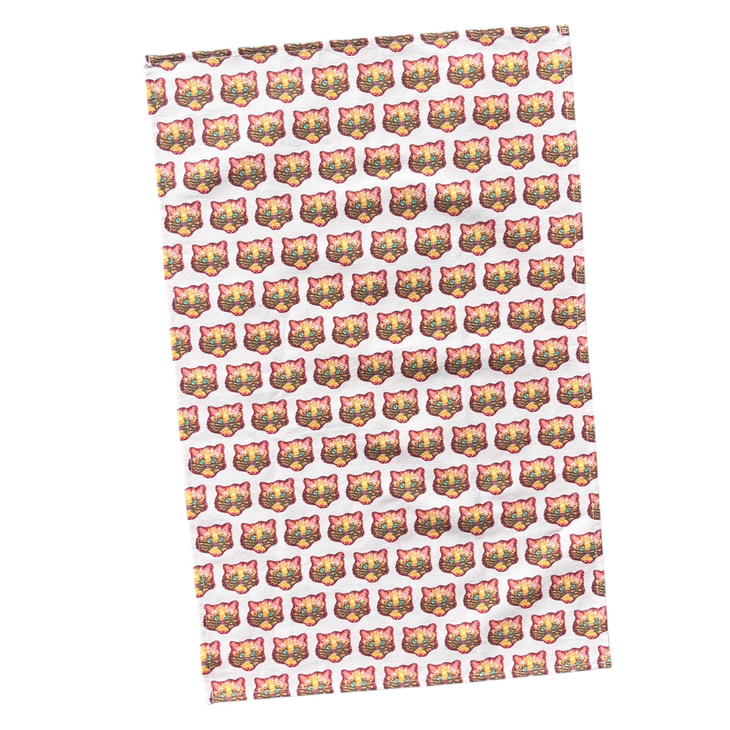 Mommani Threads Pink / Purple Linen-cotton "choupette Kitty" Handmade Pink Tea Towels, Set Of Two