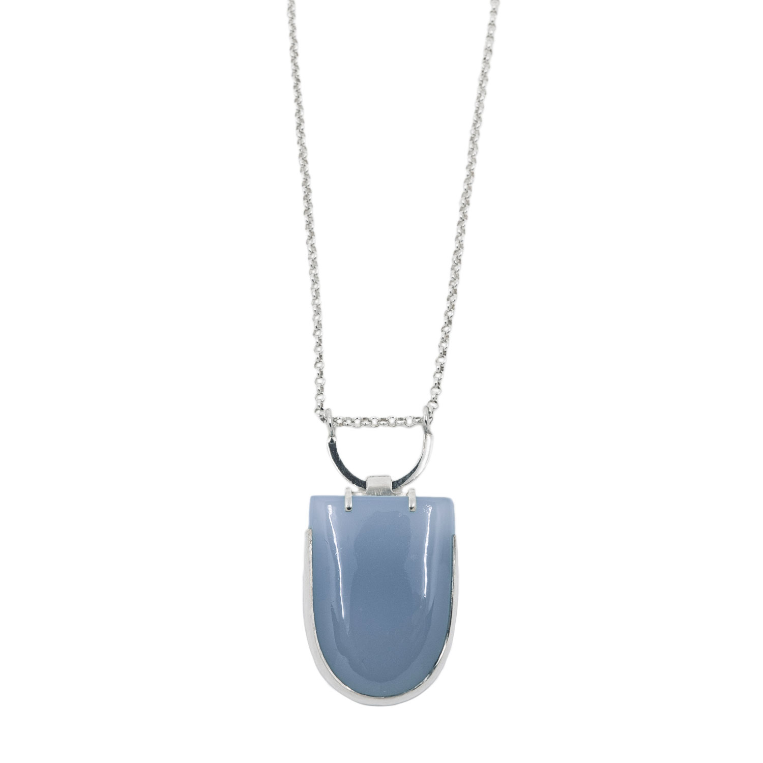 Nakiit Women's Blue / Purple / Silver Geometric Chalcedony Pendant In Multi