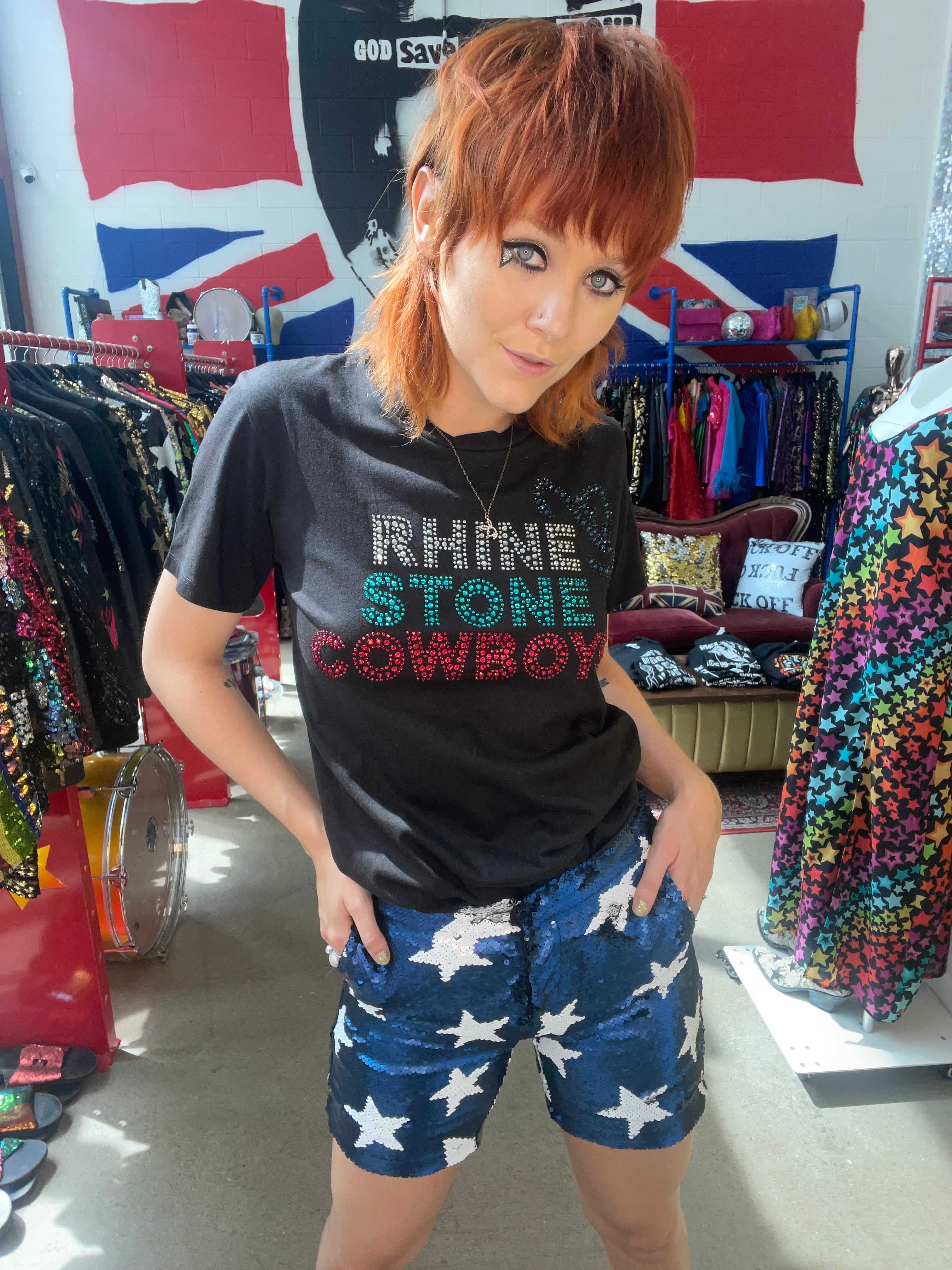 Blue Sparkle Star Reversible Sequin Shorts | Any Old Iron