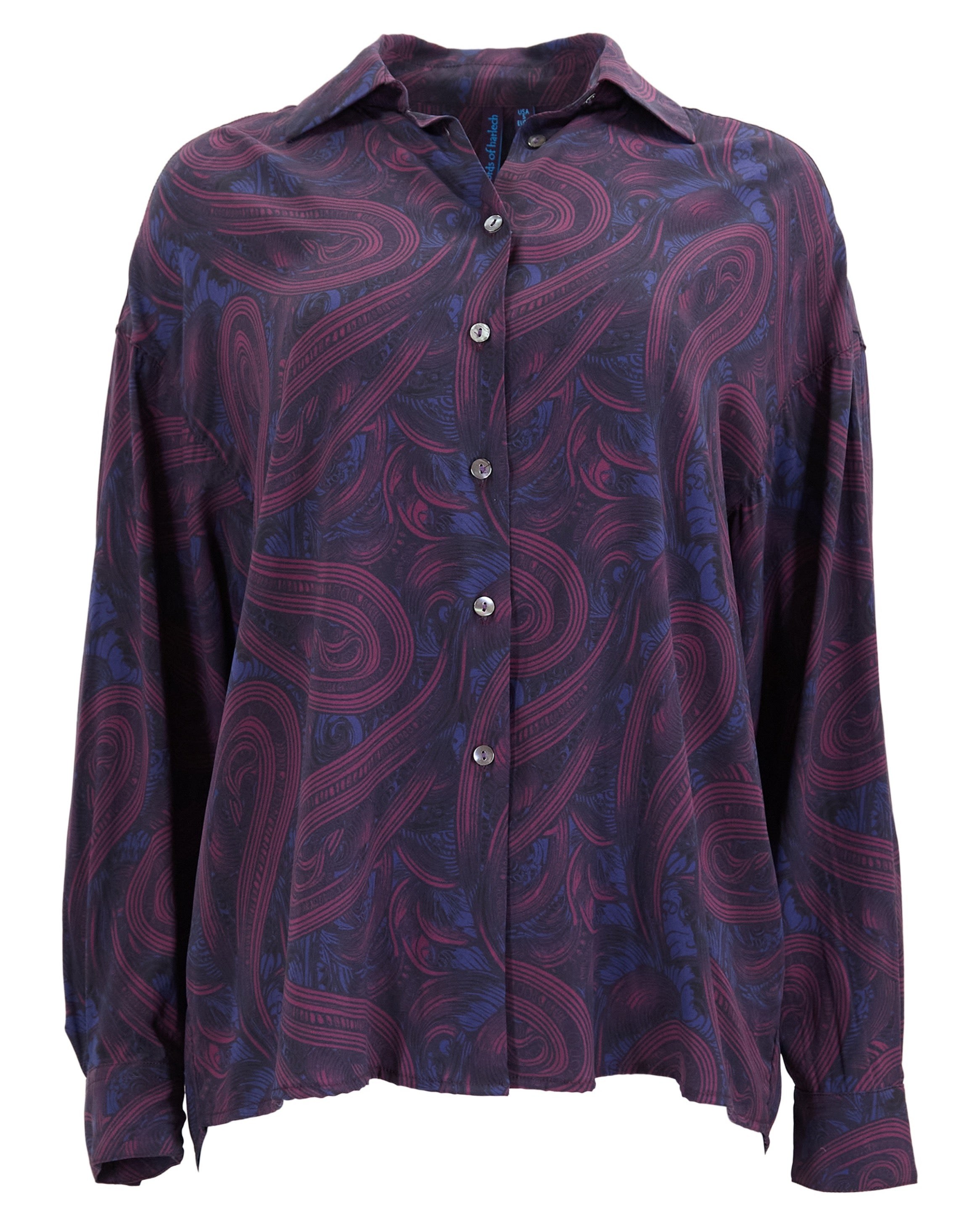 Lords Of Harlech Sophie Silk Oversized Shirt In Purple