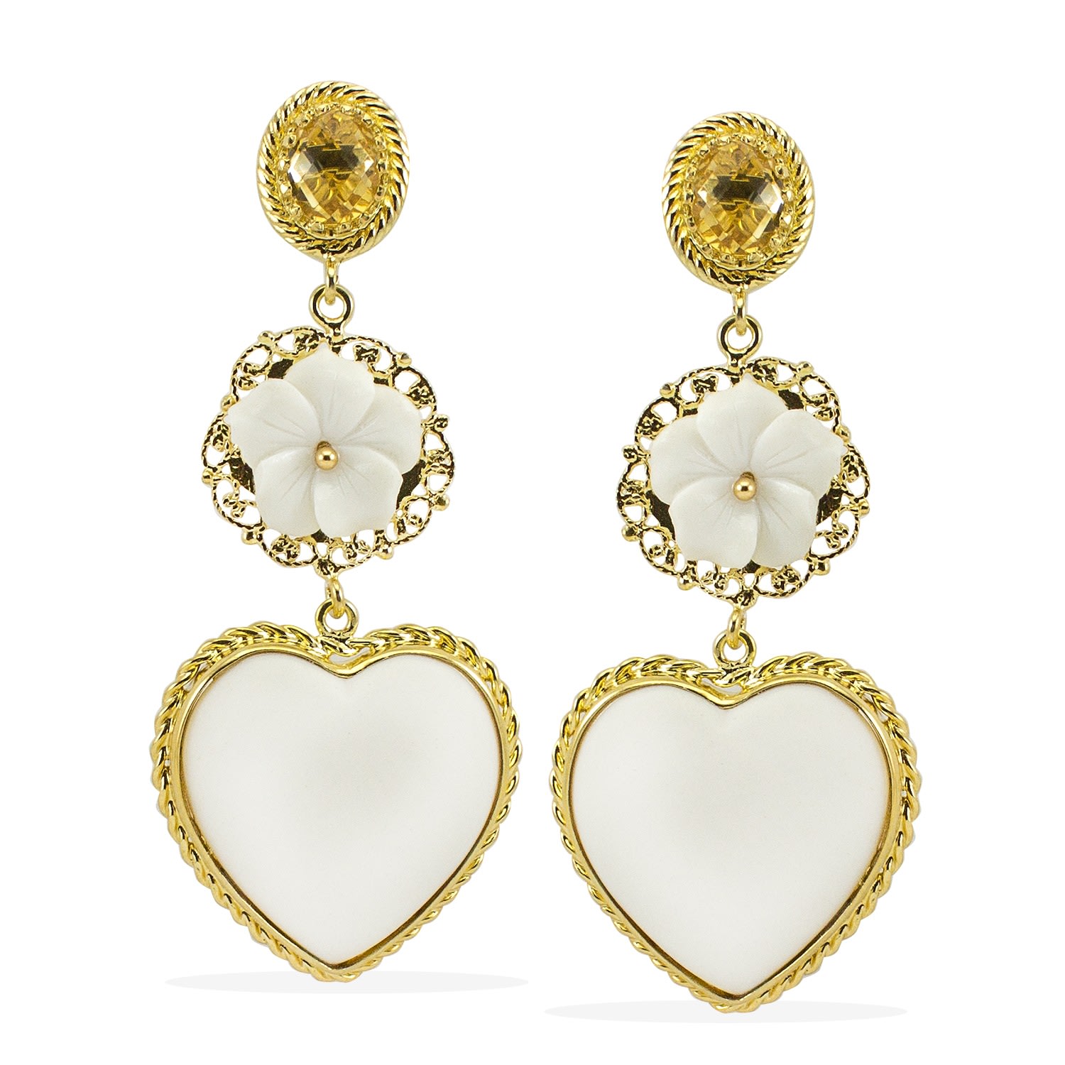 Vintouch Italy Women's Yellow Mamma Mia Citrine Earrings In Yellow