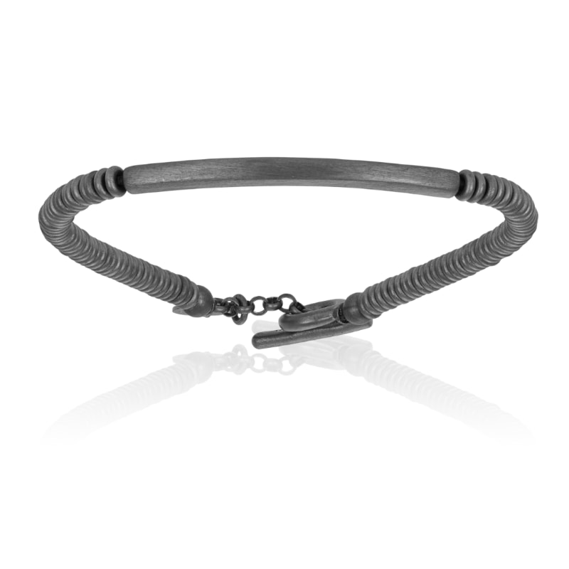 Men’s Black Pvd Tag Beaded Bracelet Unisex Double Bone Bracelets