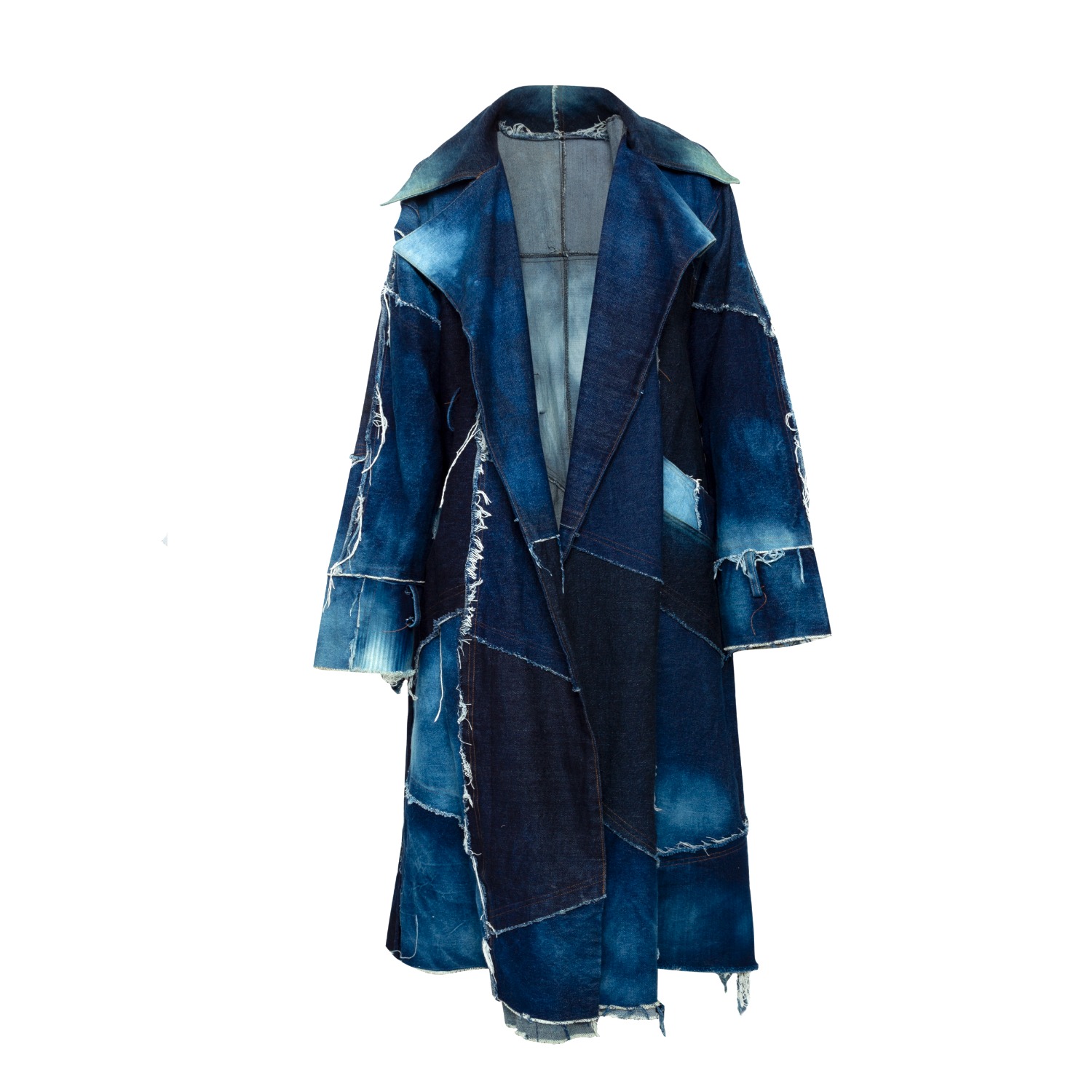 Chloé denim-patchwork single-breasted coat - Blue