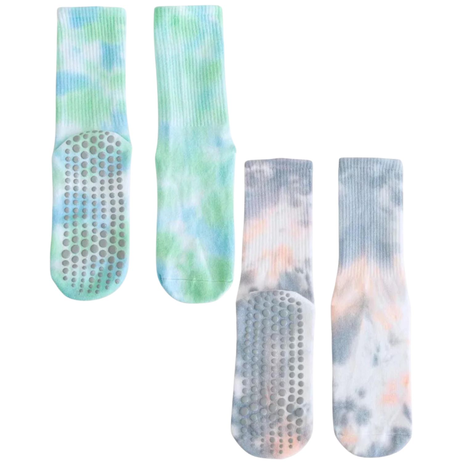 High Heel Jungle By Kathryn Eisman Women's Tie Dye Long Grip Sock - Peach/green - Two Pack In Multi