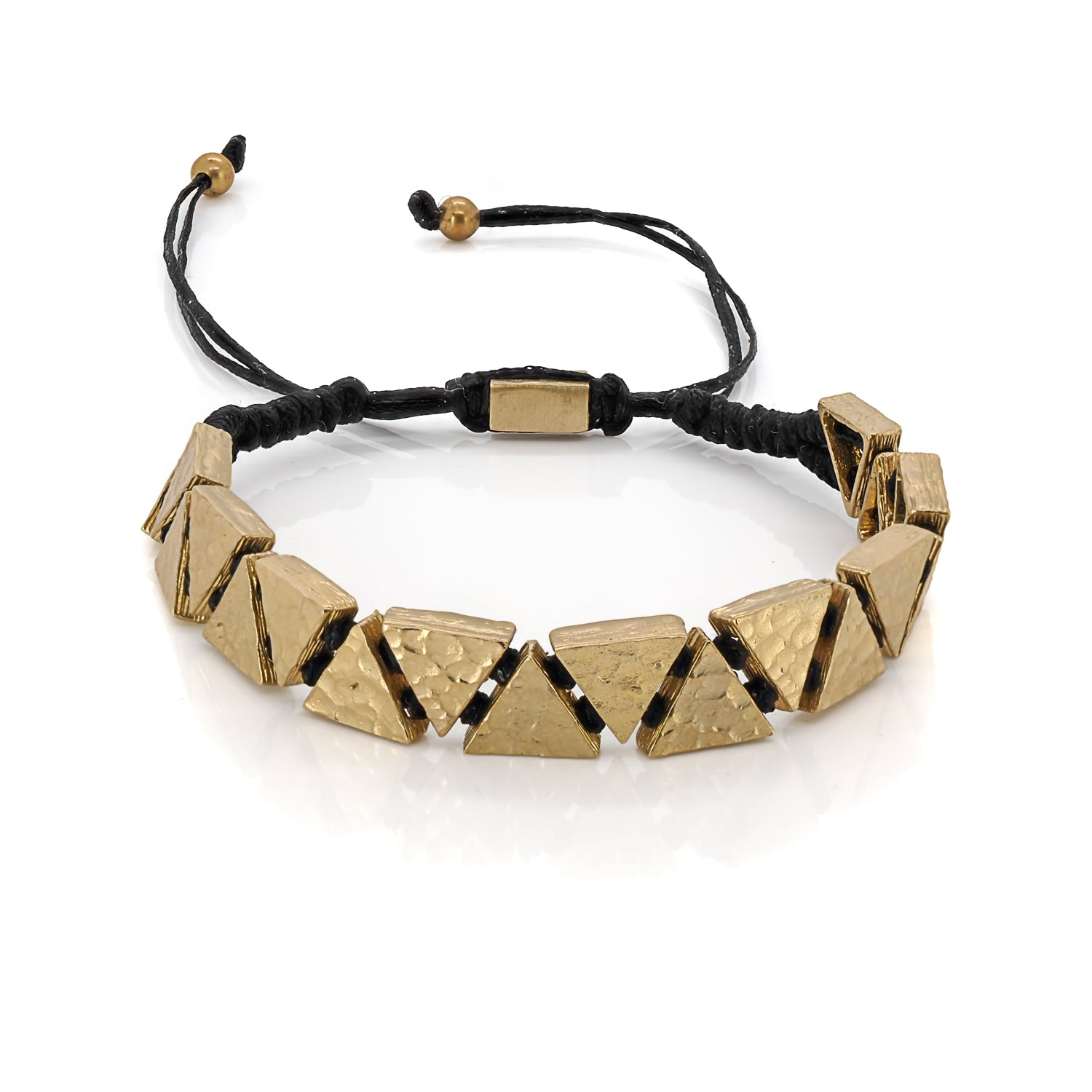 Men’s Gold / Black Black Woven Gold Triangle Bracelet - Gold Ebru Jewelry