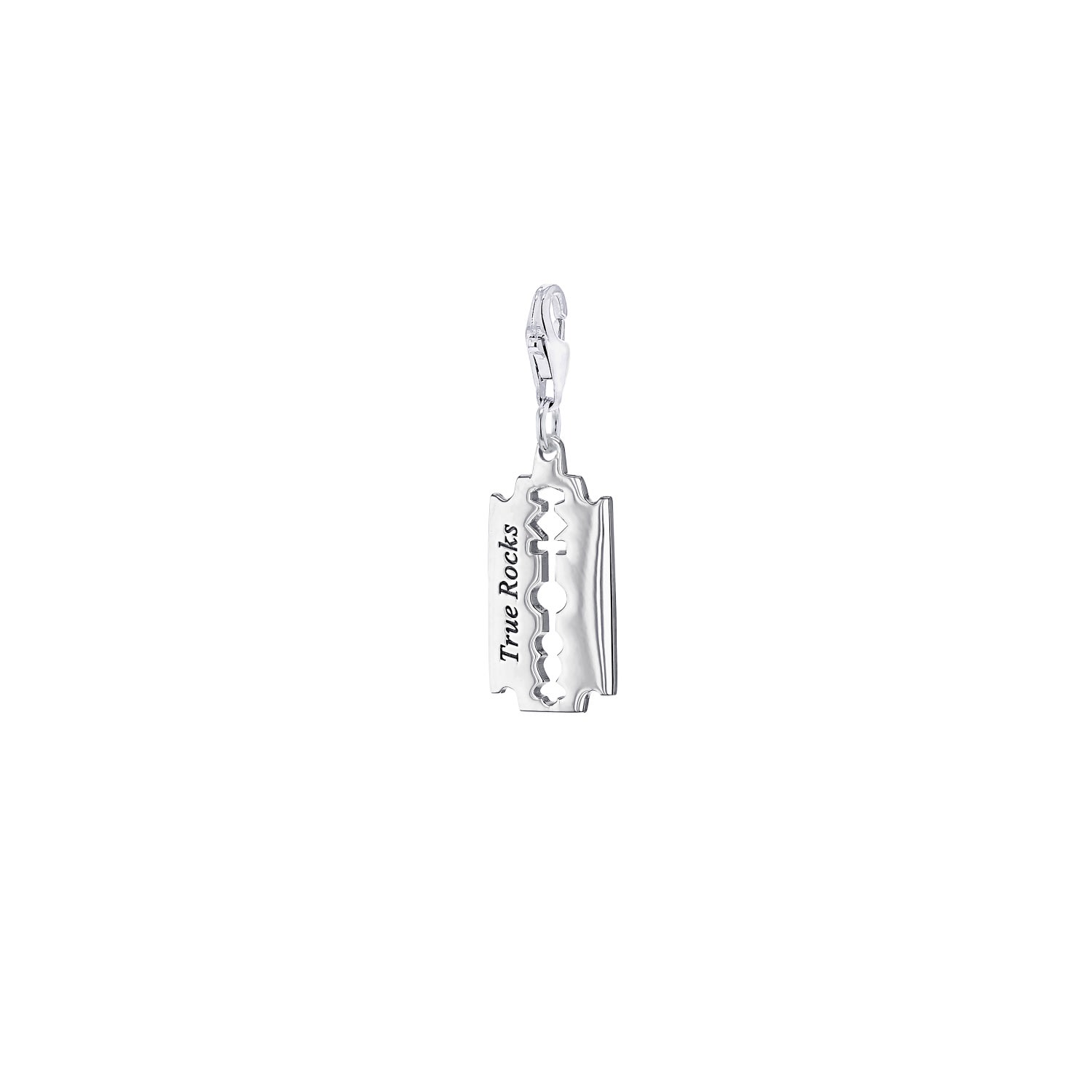 True Rocks Men's Mini Razor Blade Charm Sterling Silver In Silver