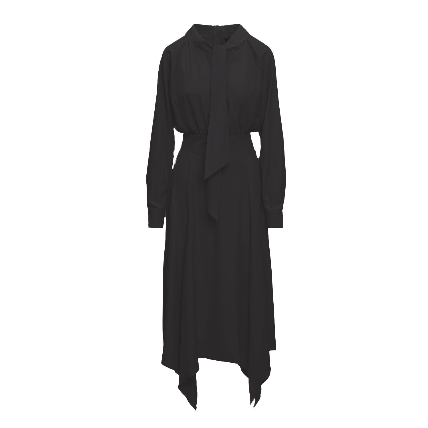 Bluzat Women's Black Midi Dress With Scarf