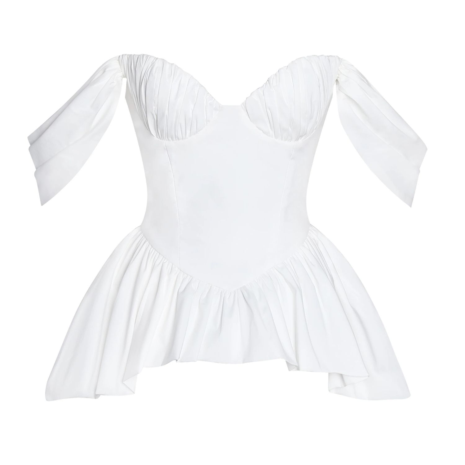 Miss Circle New York Women's Qistina White Off-shoulder Bubble Hem Peplum Cotton Top