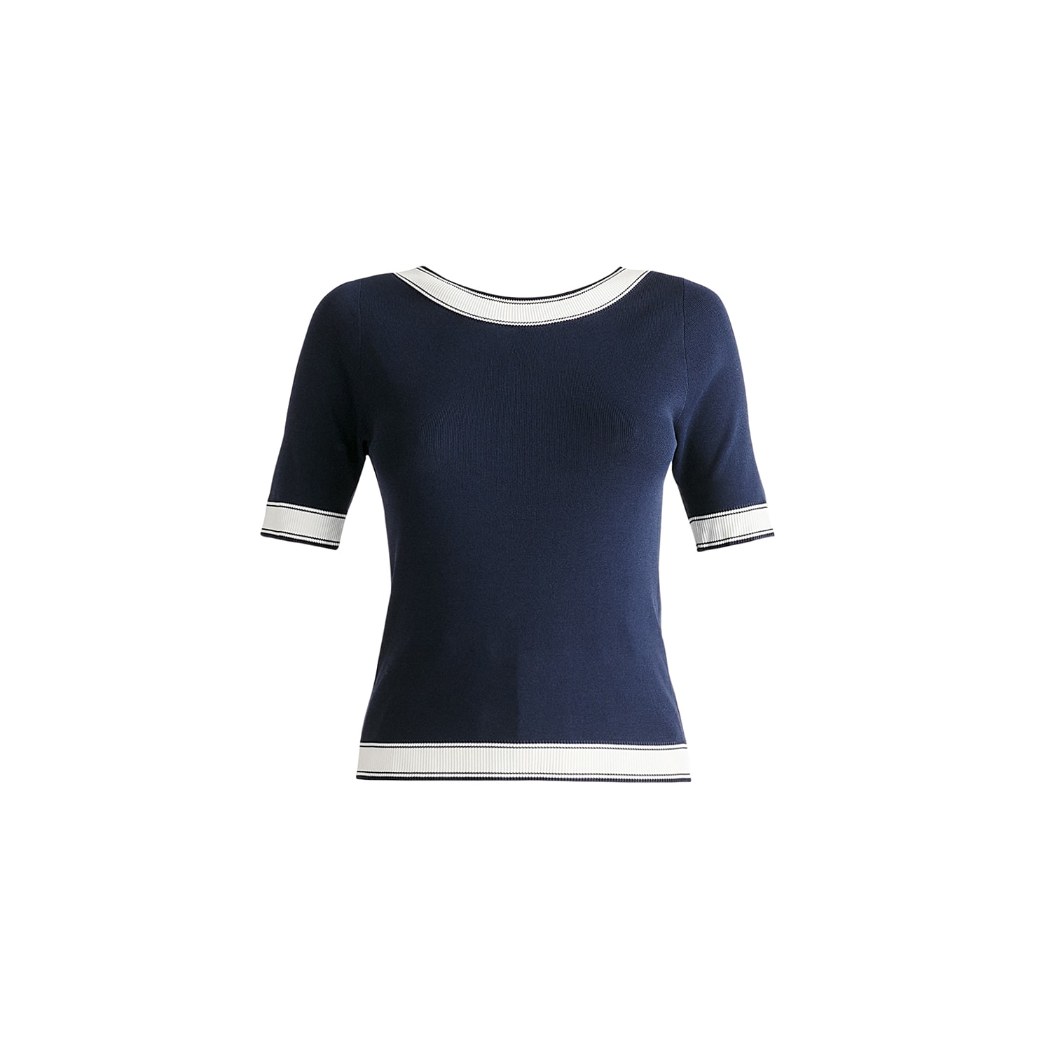 Paisie Women's Blue Scoop Back Top In Navy & White