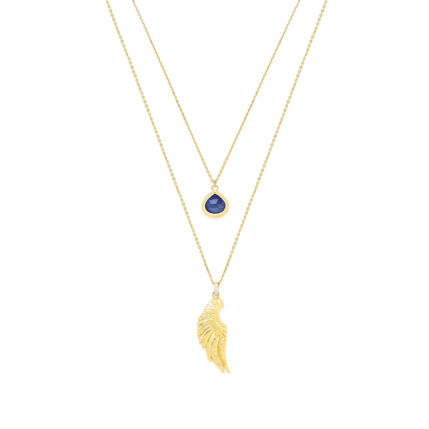 Seven Saints Women's Gold / Blue Archangel Michael Angel Of Protection Necklace, Lapis Lazuli, Gold Over Sterling In Gold