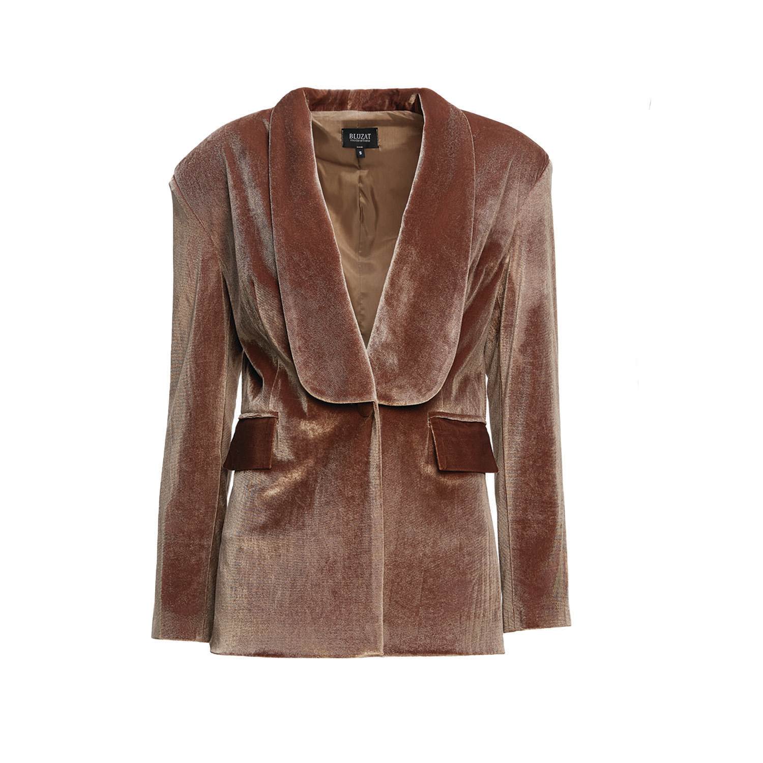 Women's Brown Velvet Blazer | Large | Bluzat