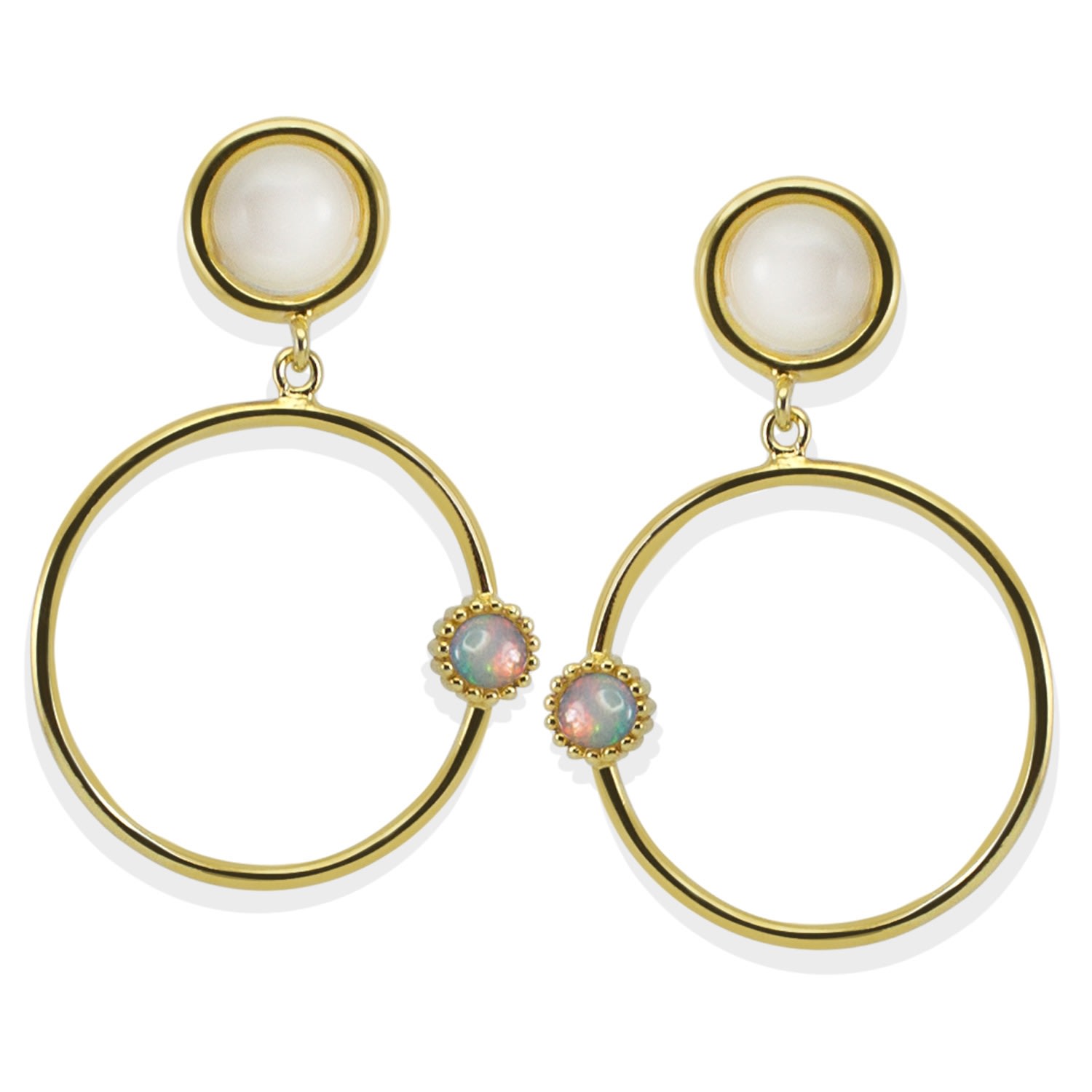 Women’s Satellite Gold Vermeil Moonstone Hoops Vintouch Italy