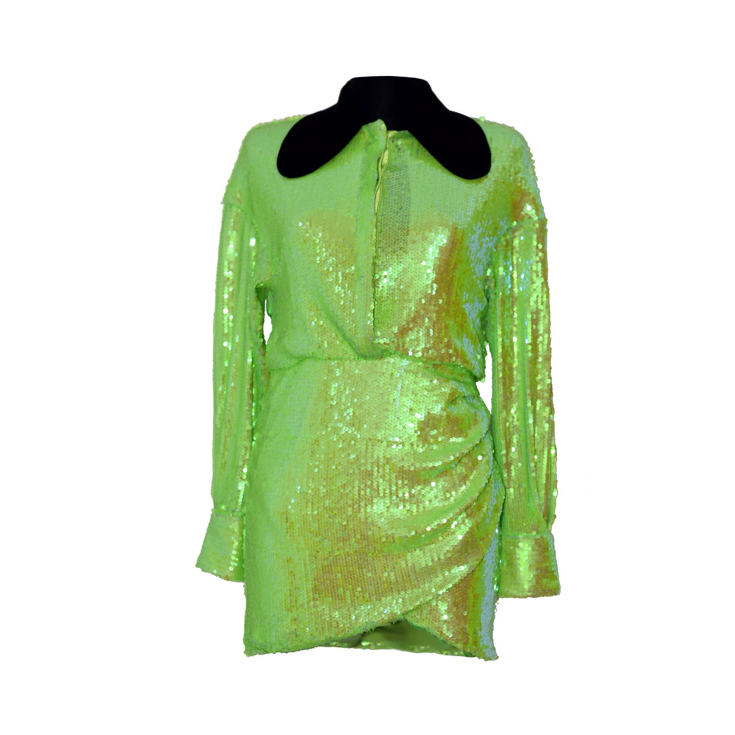 Laura Daili Women's Green / Black Electric Lime Sequin Mini Dress In Multi