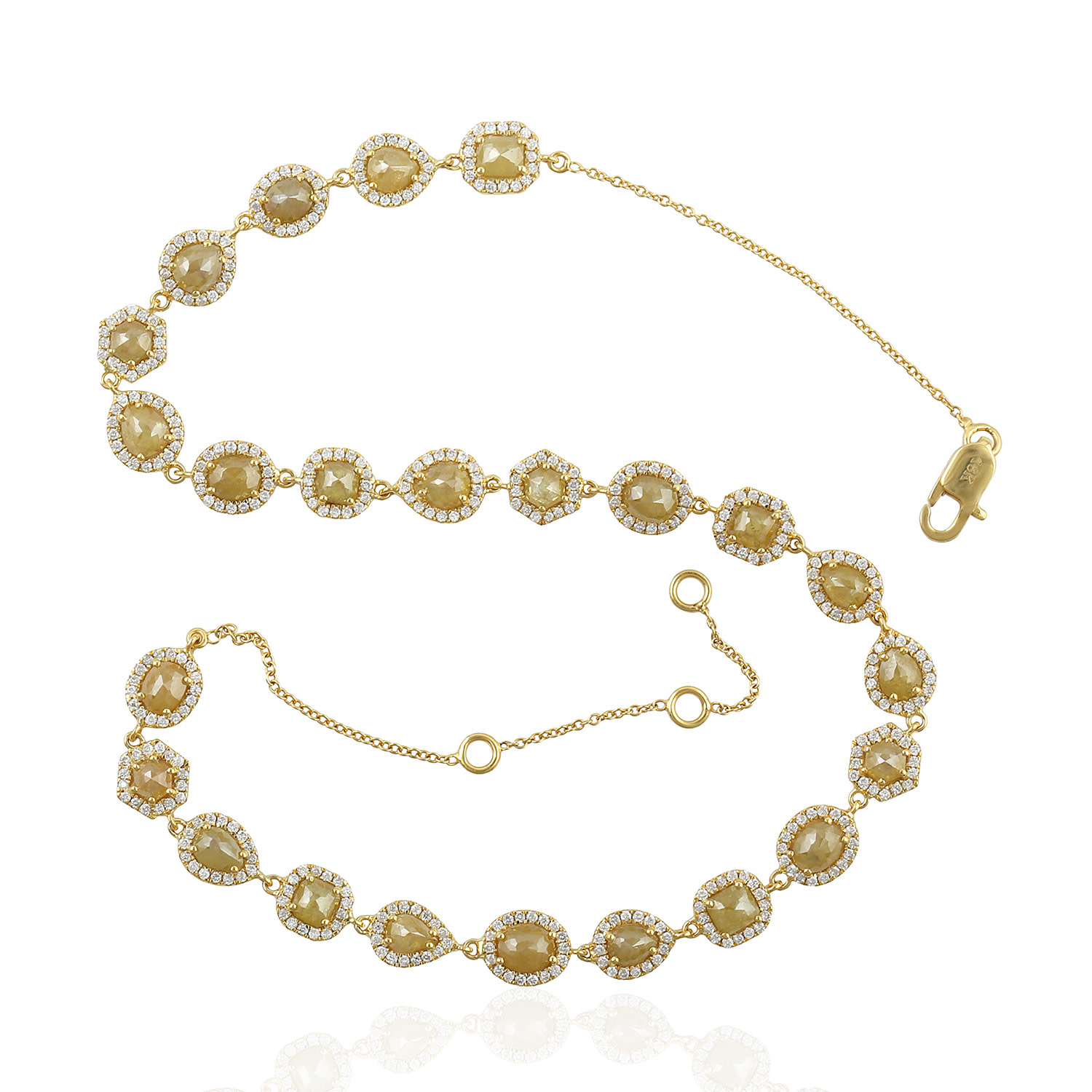 Artisan Women's Gold / White / Brown Natural Ice Diamond Choker Necklace In Yellow Gold