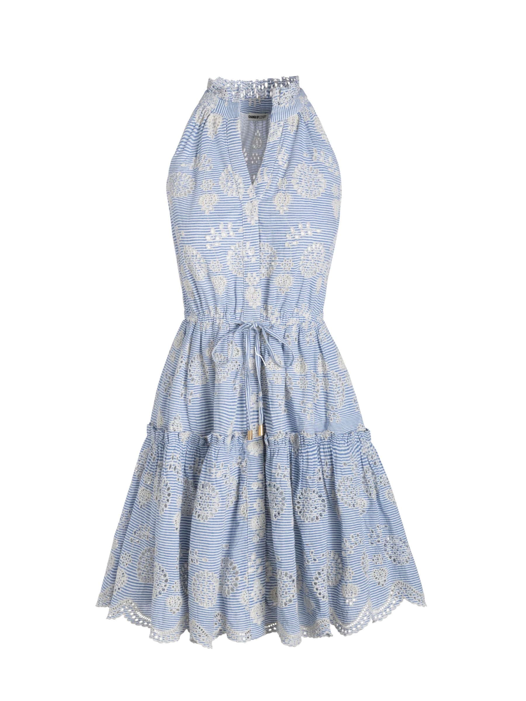 Change Of Scenery Women's Blue / White Charlotte Dress In Sky/natural Eyelet
