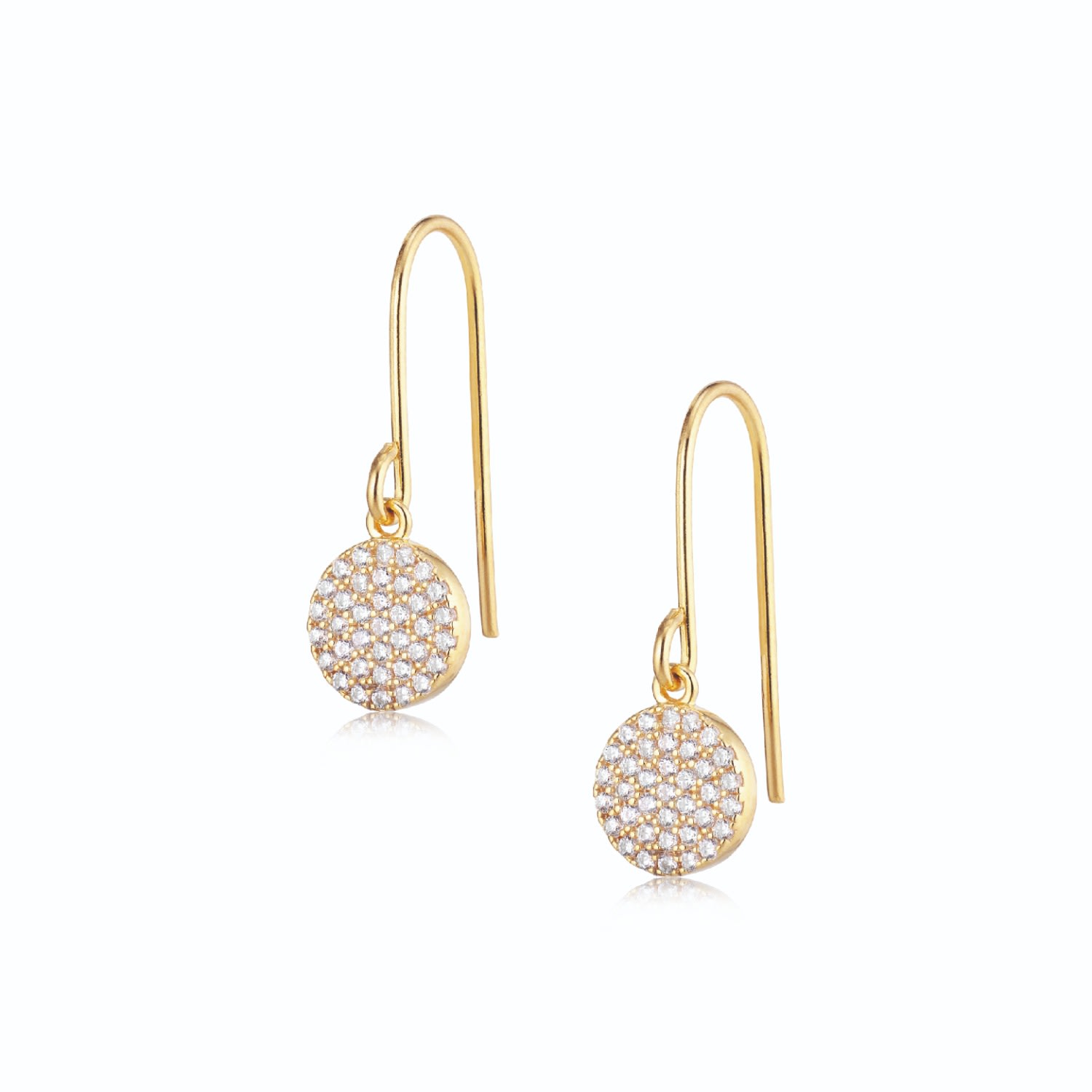 Women’s Gold Grace -Sparkling Dangle & Drop Earrings With Plate Of Shiny Zircons Alura Copenhagen Jewellery