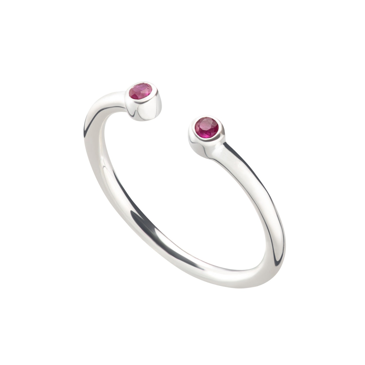 Lily Charmed Women's Red / Silver July Birthstone Open Style Ring - Ruby In Multi