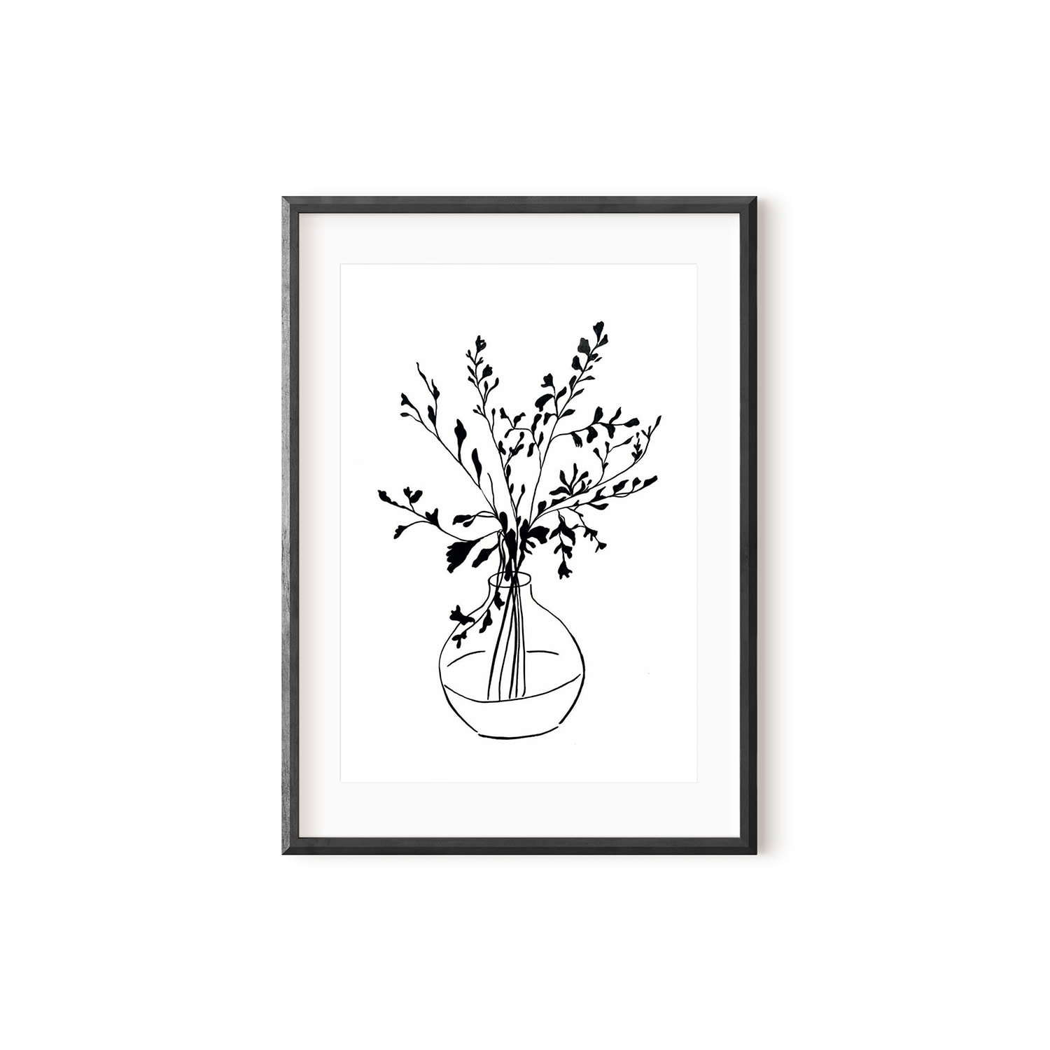 Black / White Whimsical Greenery Black Ink Drawing Print A3 297 X 420Mm Emily M Art & Design