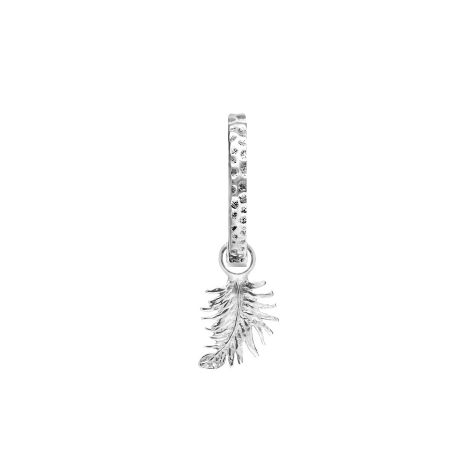 Dower & Hall Men's Single Hoop With Feather Drop Earring In Silver In Metallic