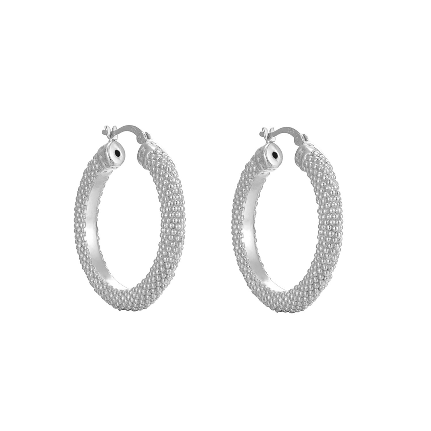 Women’s Ecoated Sterling Silver Textured Hoop Earrings Seol + Gold