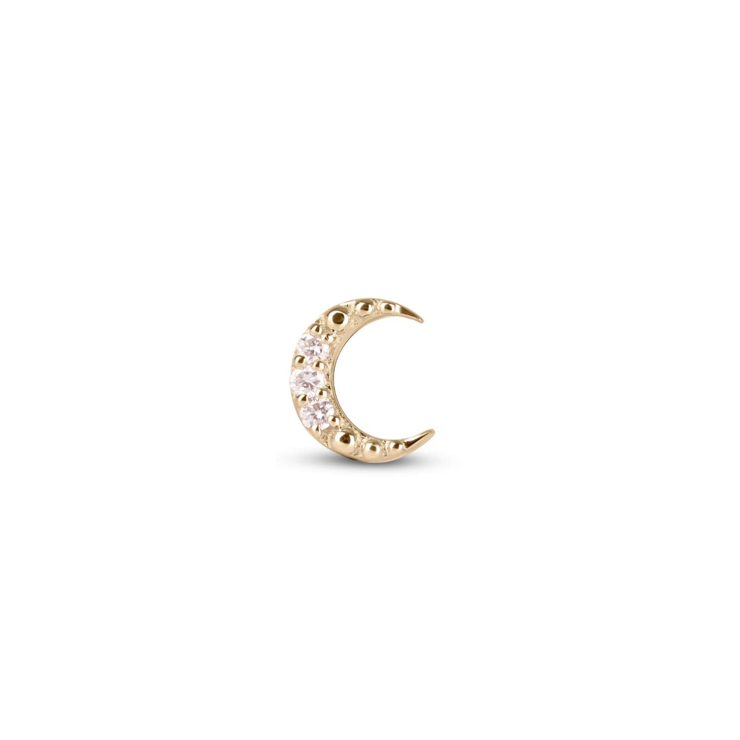 Women’s Celestial Diamond Moon Flat Back Earring 9K Gold Zohreh V. Jewellery