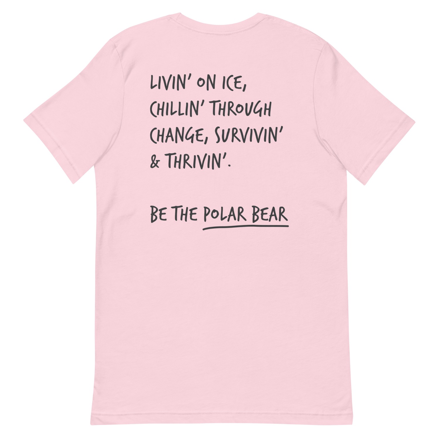 Anchor & Crew Soft Pink Think Ocean Polar Bear Aspirations Cotton Embroidered T-shirt - Women In Pink