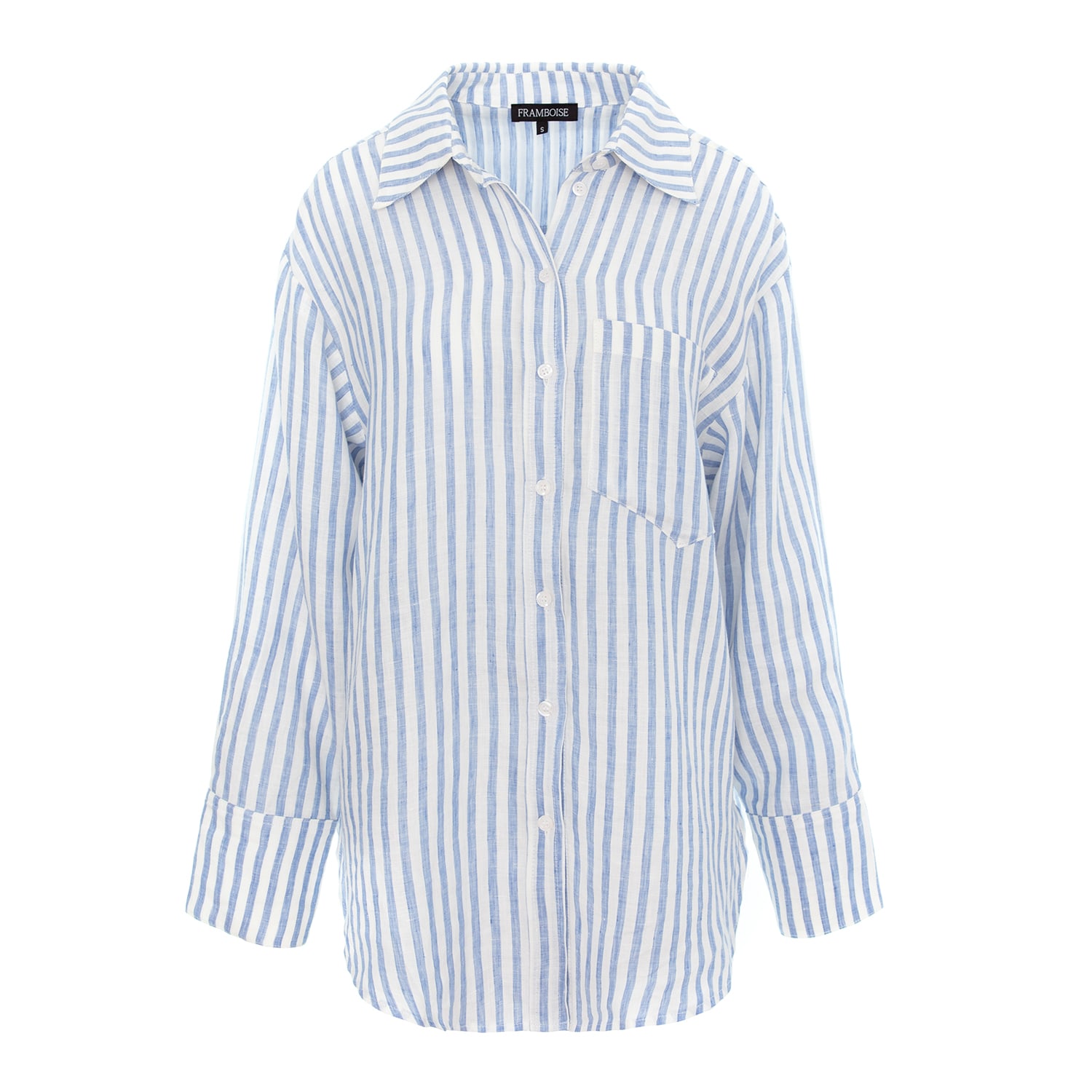 Framboise Women's White / Blue Justinne Linen Shirt With Stripes In White/blue