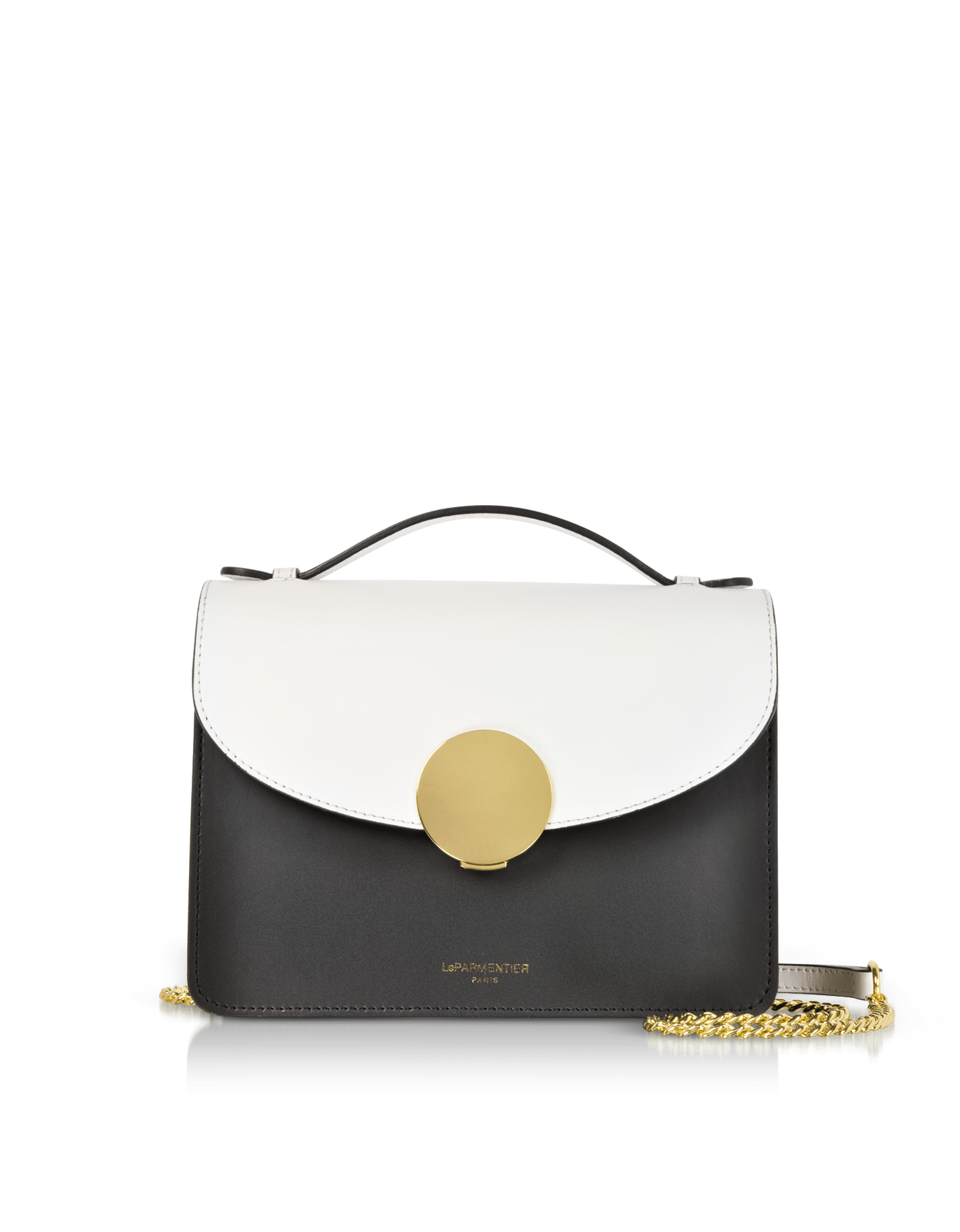 Le Parmentier Women's New Ondina Color Block Flap Top Leather Satchel Bag - Black & White In Multi