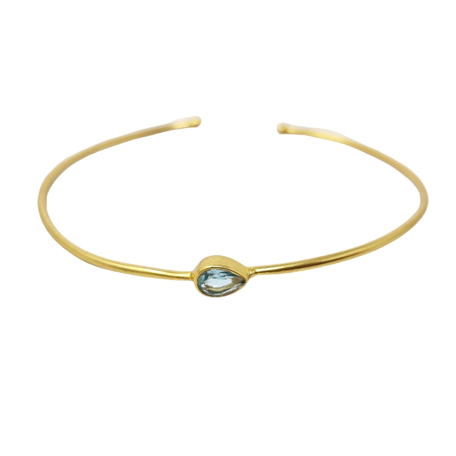 Harfi Women's Blue / Gold Gold Plated Aquamarine March Birthstone Crystal Bangle In Multi